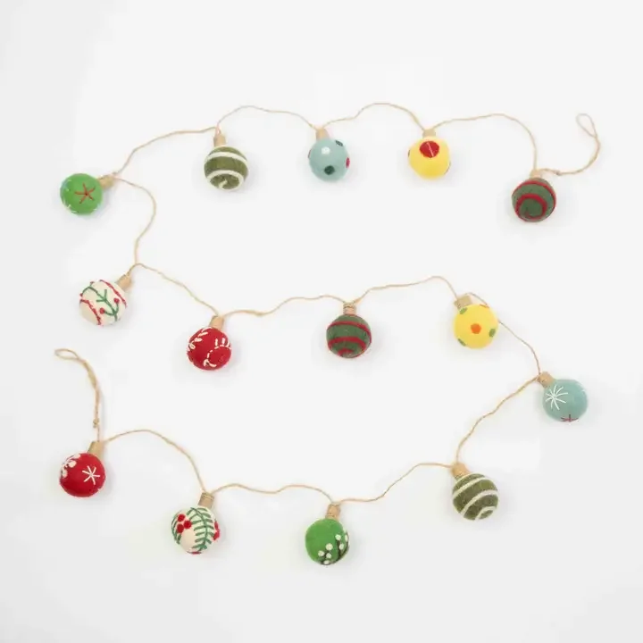 Embroidered Christmas Ball Garland
