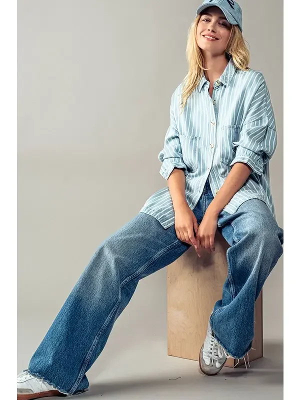 Casual Striped Button Down Collar Shirt 5.webp