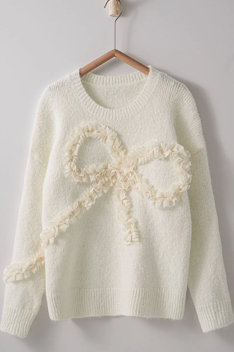 Ruffle Bow Fuzzy Knit Sweater.jpeg