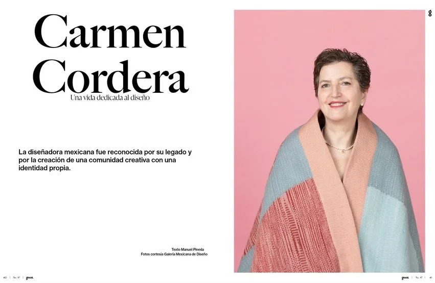 Una vida dedicada al dise&ntilde;o

Este extracto de la edici&oacute;n 87 de Glocal reconoce a Carmen Cordera con el Premio Noldi Schreck a la Trayectoria, por su aporte sostenido a la difusi&oacute;n y construcci&oacute;n del dise&ntilde;o mexicano.