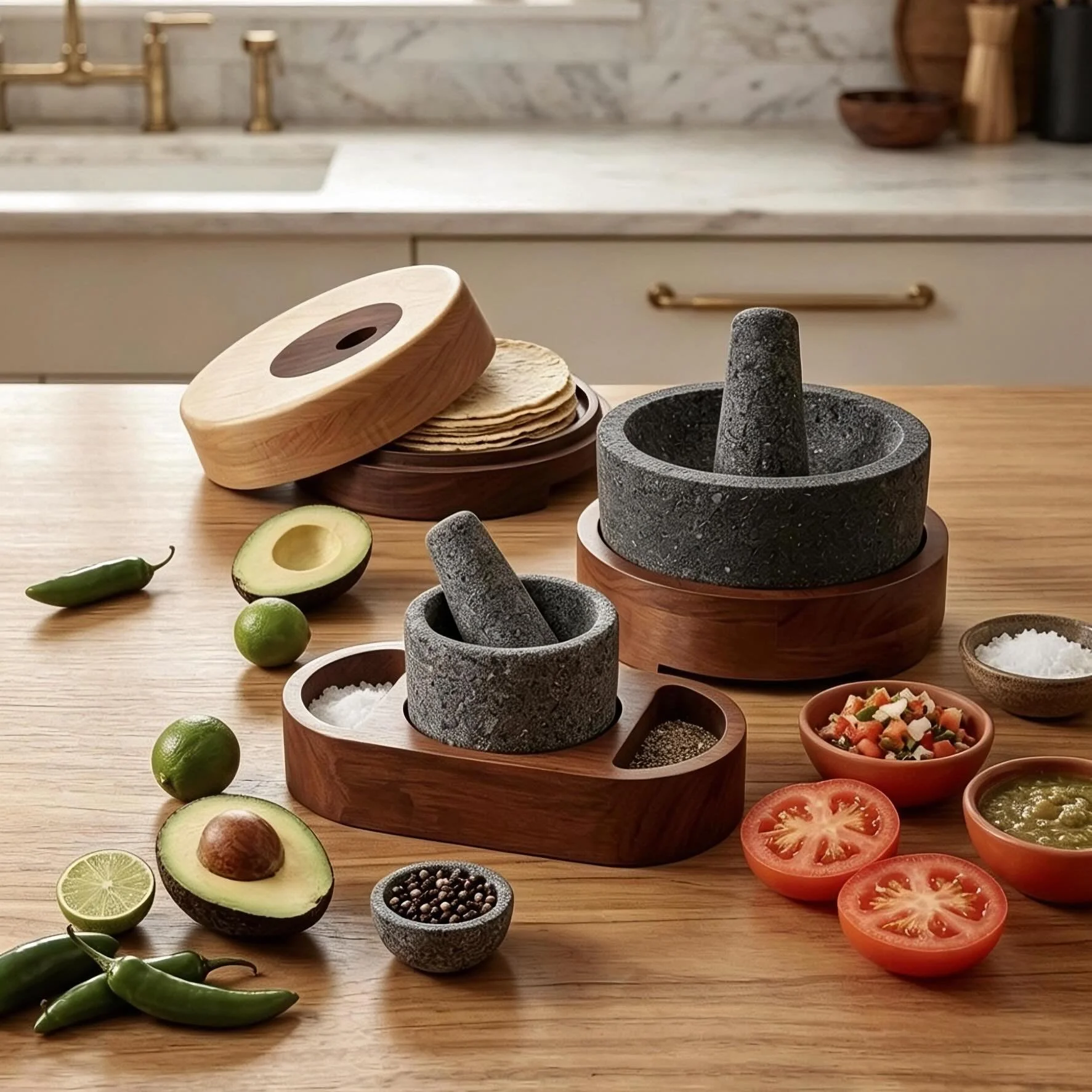 Lo que tu cocina necesita: tradici&oacute;n, dise&ntilde;o y detalles que hacen la diferencia.✨
Tortillero, molcajete y mortero hechos para acompa&ntilde;ar cada momento alrededor de la mesa.