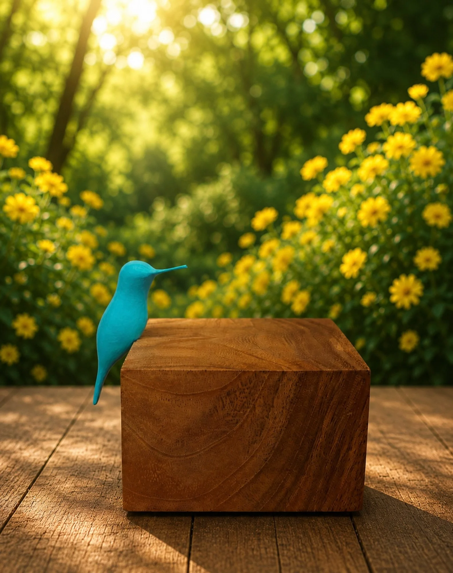 Los colibr&iacute;s de colores son un detalle de dise&ntilde;o que transforma cualquier espacio. Este colibr&iacute; escult&oacute;rico sobre cubo de madera combina color, calidez y elegancia en una pieza &uacute;nica de dise&ntilde;o contempor&aacut
