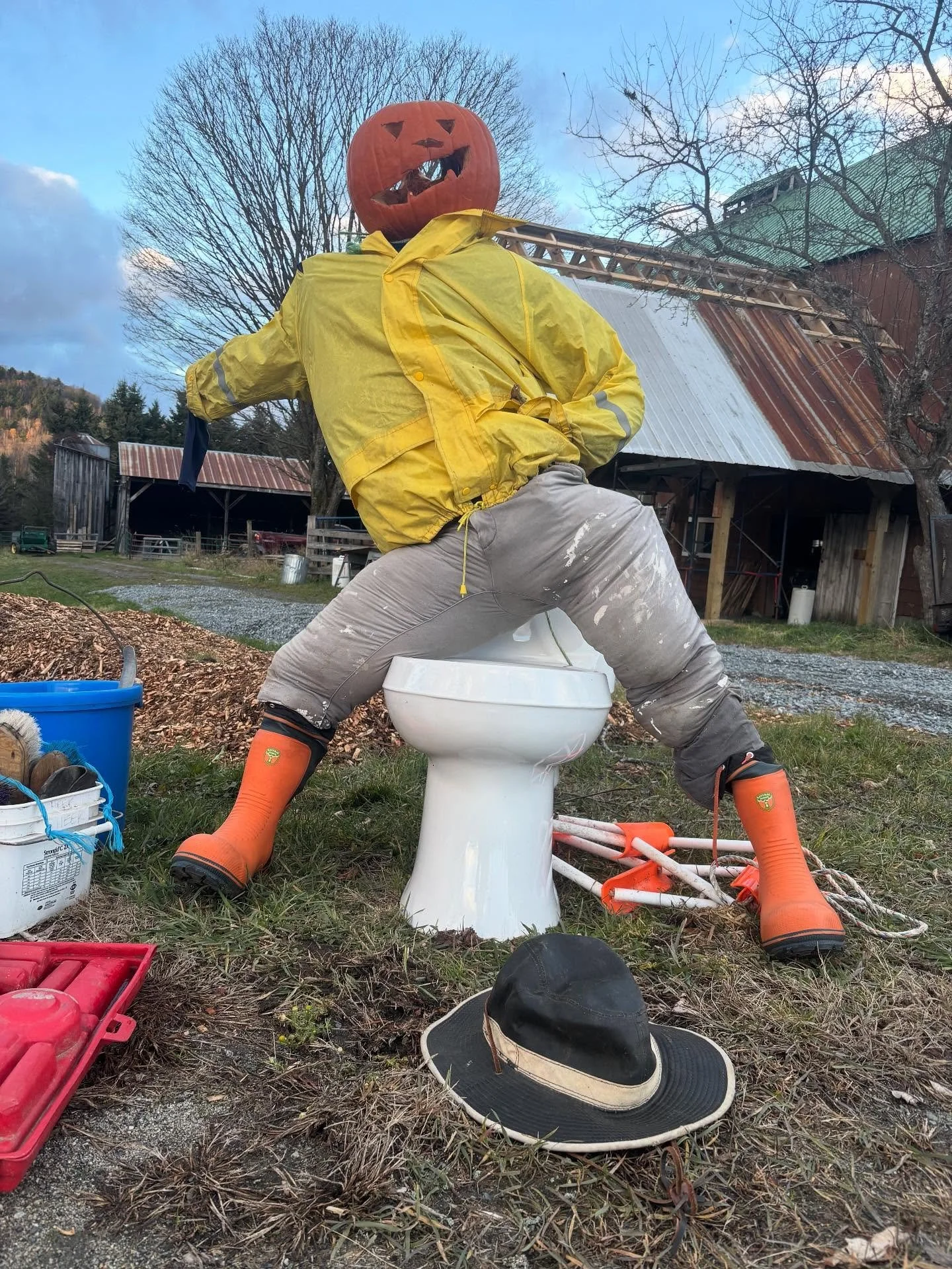 An amazing thing happened this afternoon. We often have a free pile by the side of our road, and since last week we&rsquo;ve had a toilet waiting for its next life. Well, today someone gave it new life! Some (unknown) amazing human left this gift for
