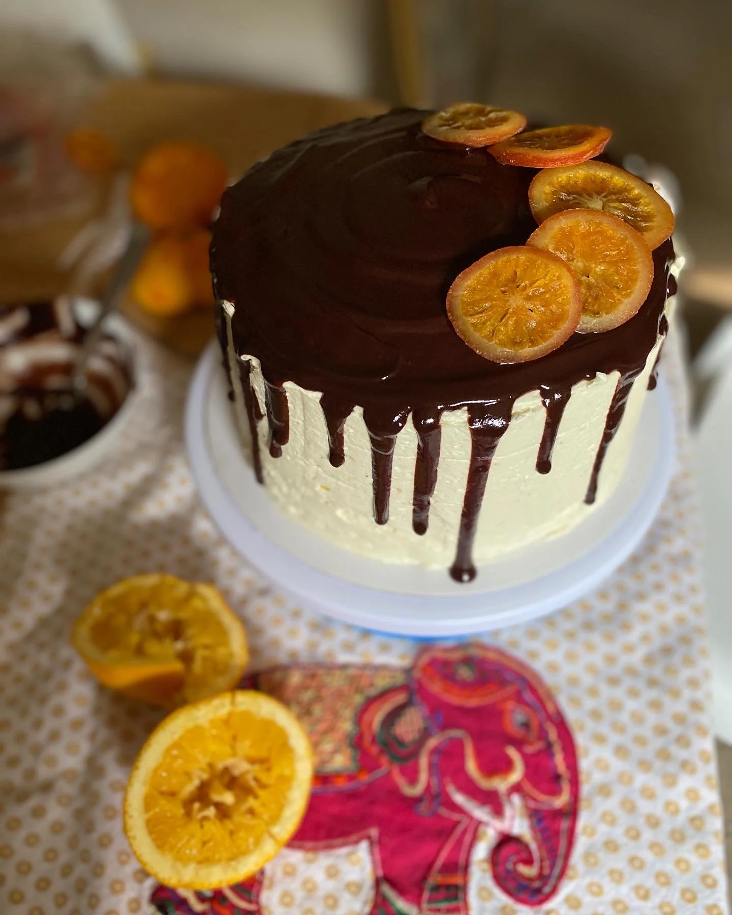 Double Chocolate Orange Cake with Orange Citrus Buttercream, Dark Chocolate Ganache and Candied Oran