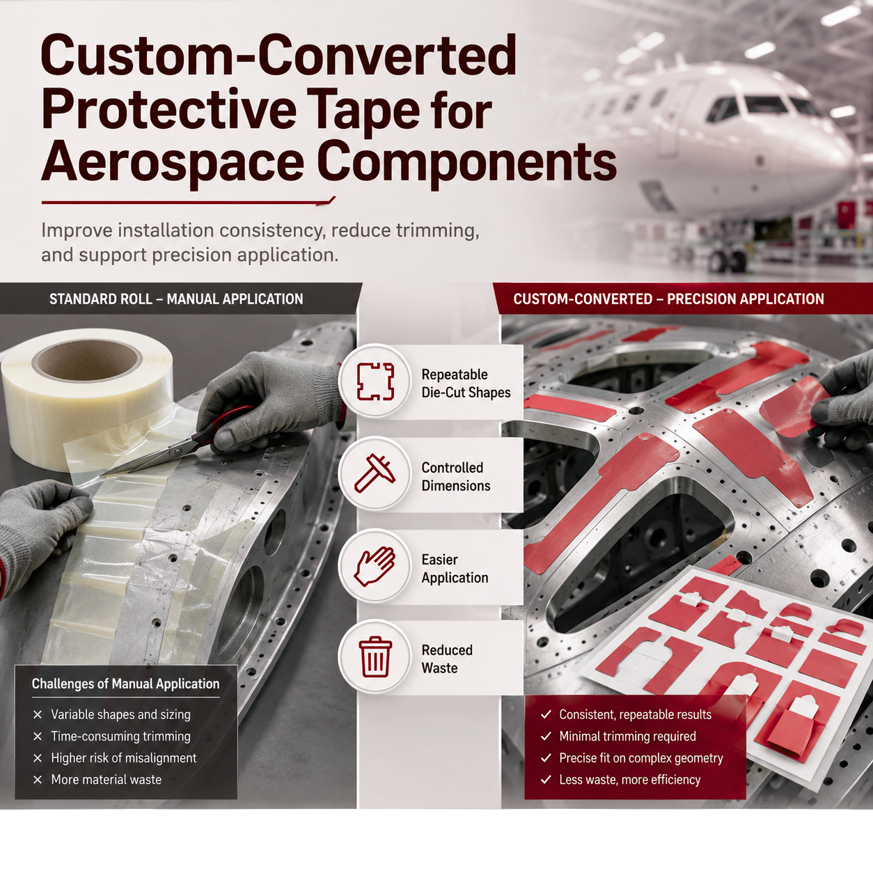 Custom-Converted Protective Tape for Aerospace Components