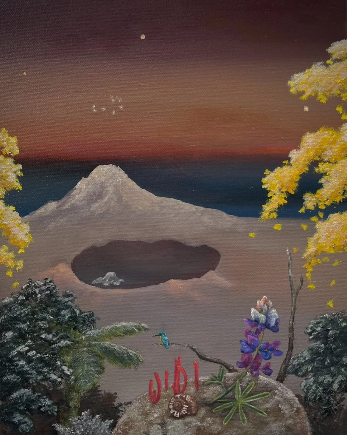 no planet b. planets align over the oldest story in the stars. ginkgo & cycad & fern: their ancestors saw the volcanoes change climates. a coral fungus & snail shell remind us of the sea ebbing and flowing over mountain tops, the possibilities of tra