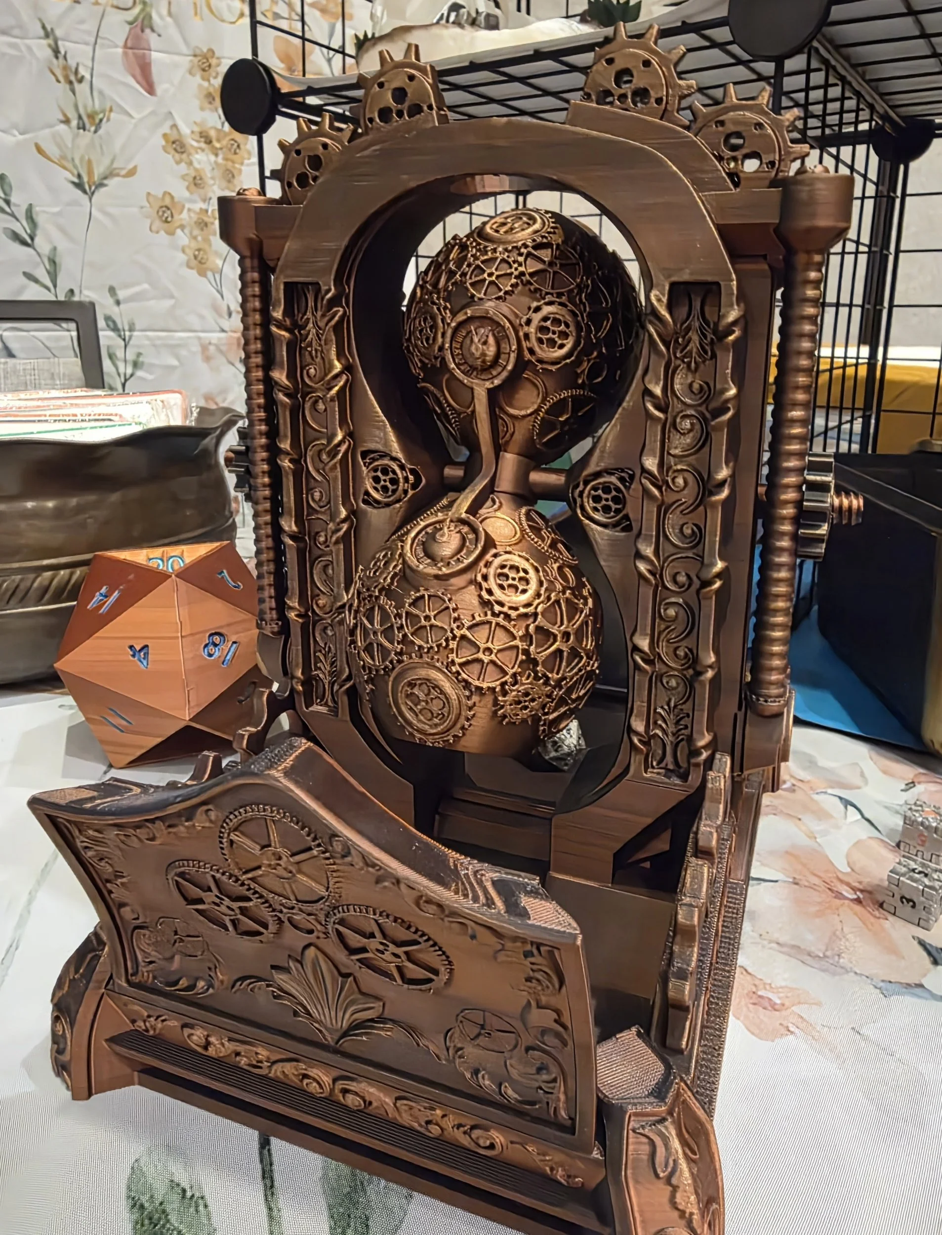 Steampunk Hourglass Dice Tower with Detachable Tray
