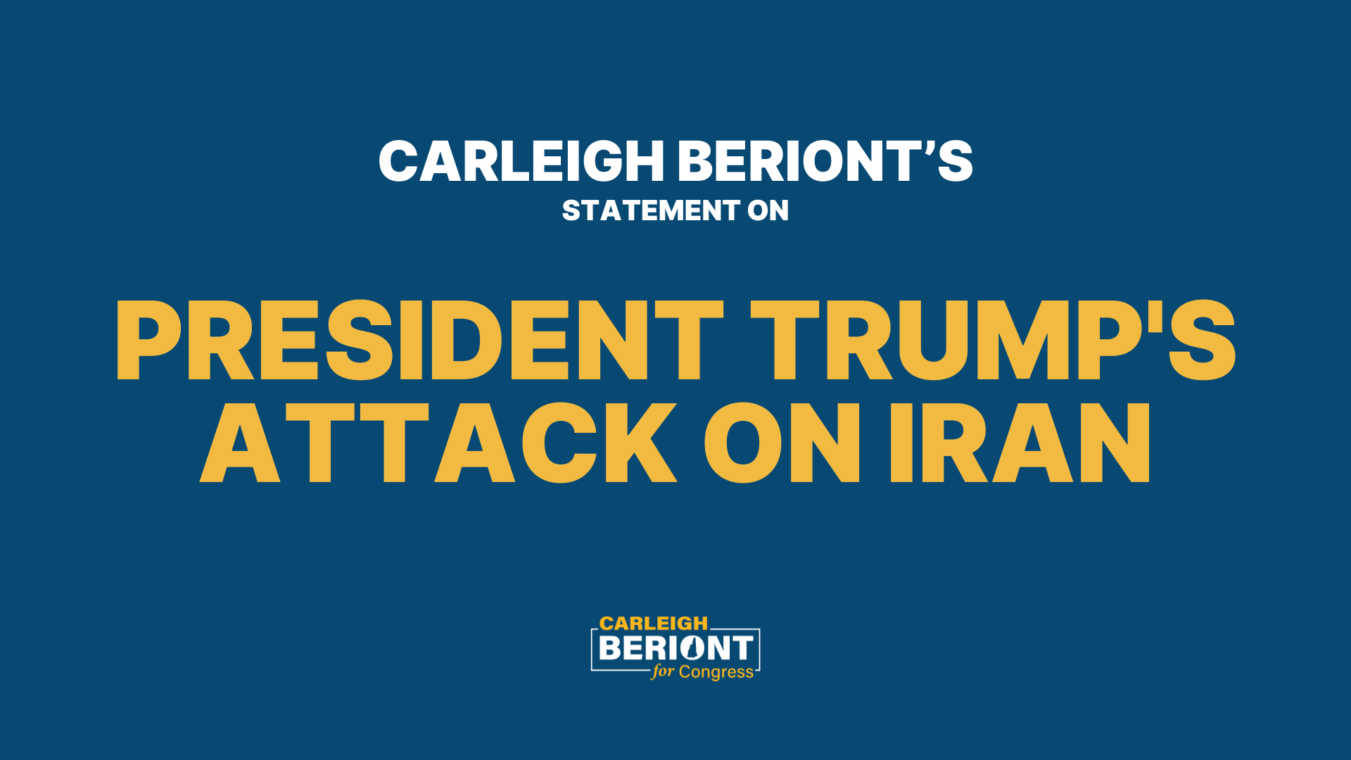 Carleigh's Statement on President Trump's Attack on Iran