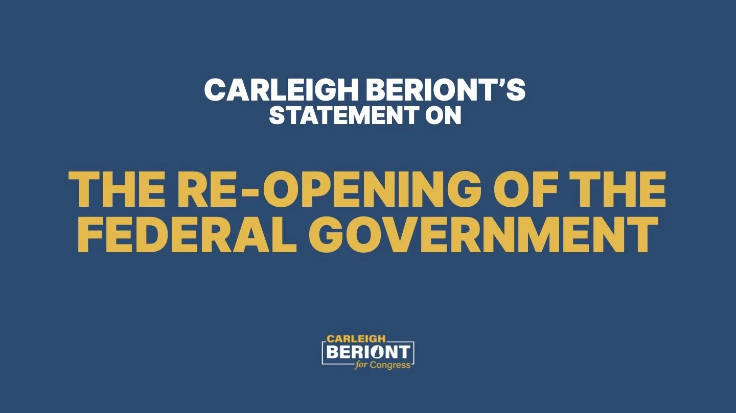 Statement from Carleigh Beriont on the Re-opening of the Federal Government