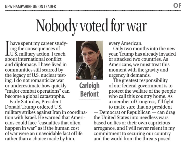 Op-Ed: Nobody voted for war