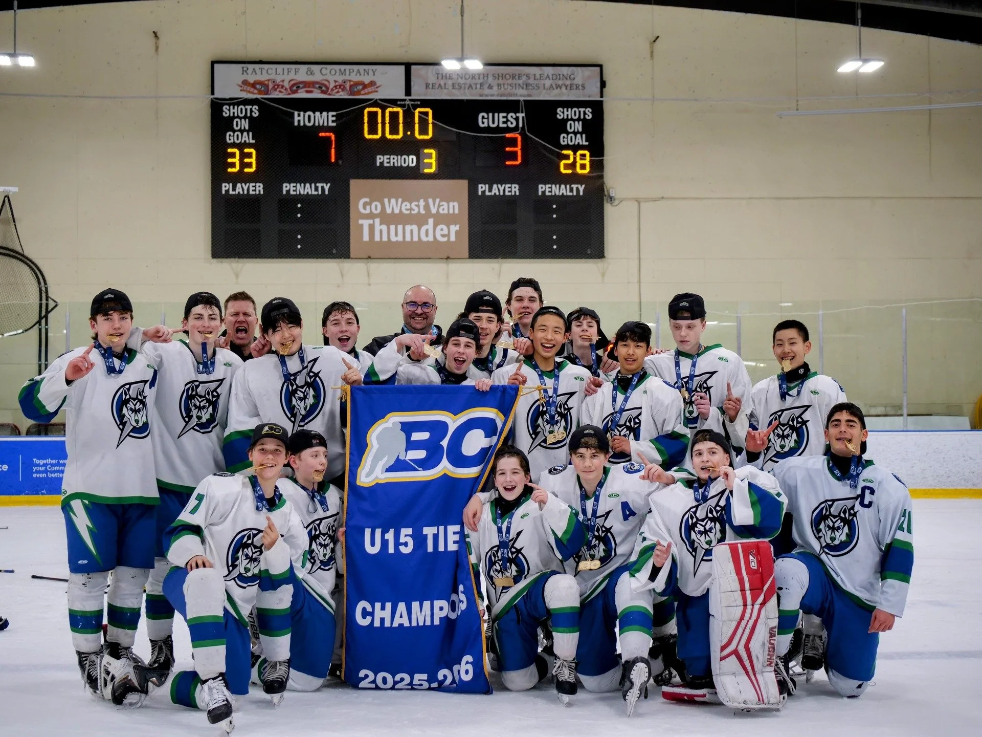 �U15A1 Thunder Huskies Capture Provincial Gold!
After a dominant 5&ndash;1 semi-final victory over the Greater Trail Smoke Eaters, the Huskies carried that momentum into the championship game, defeating Vancouver MHA 7&ndash;3 to claim the Provincial
