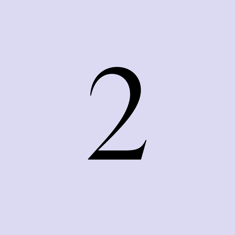 Number two on a light purple background