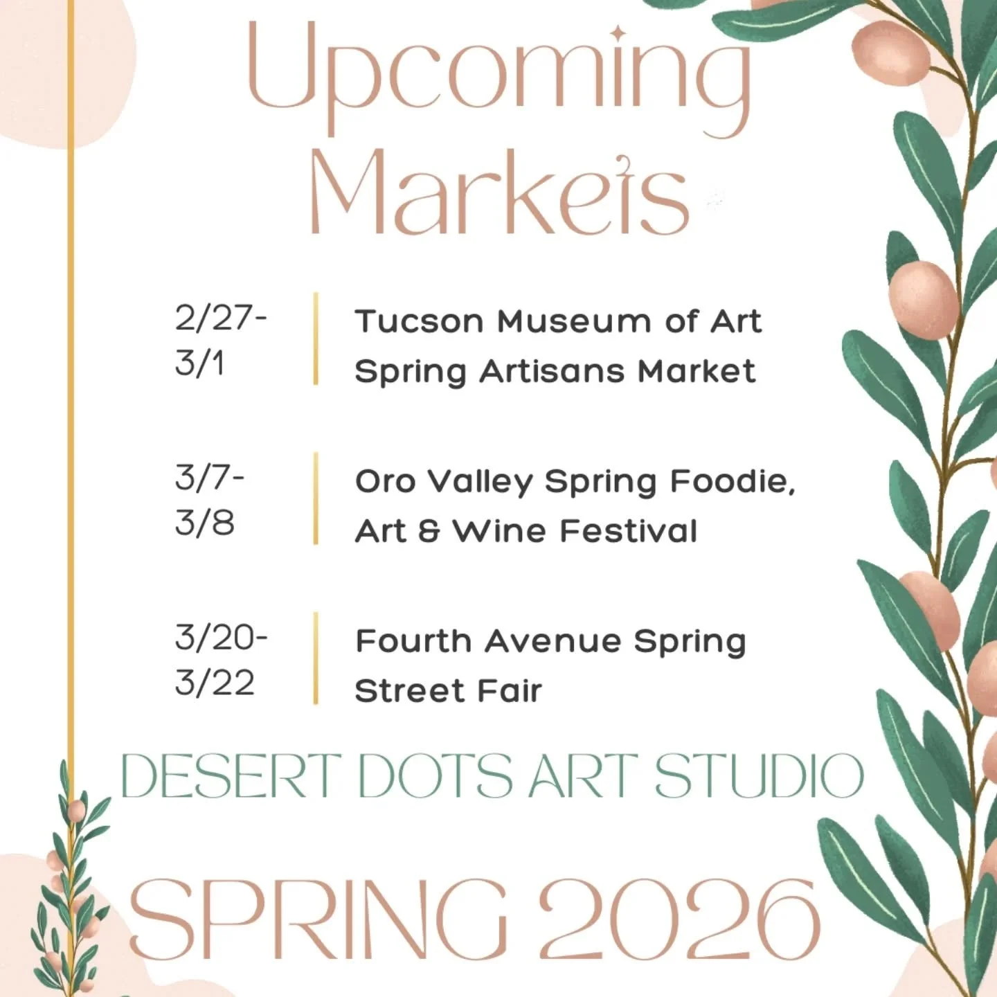✨🌵For all the Tucson locals!🌵✨

✨Here's where you can find me this Spring✨