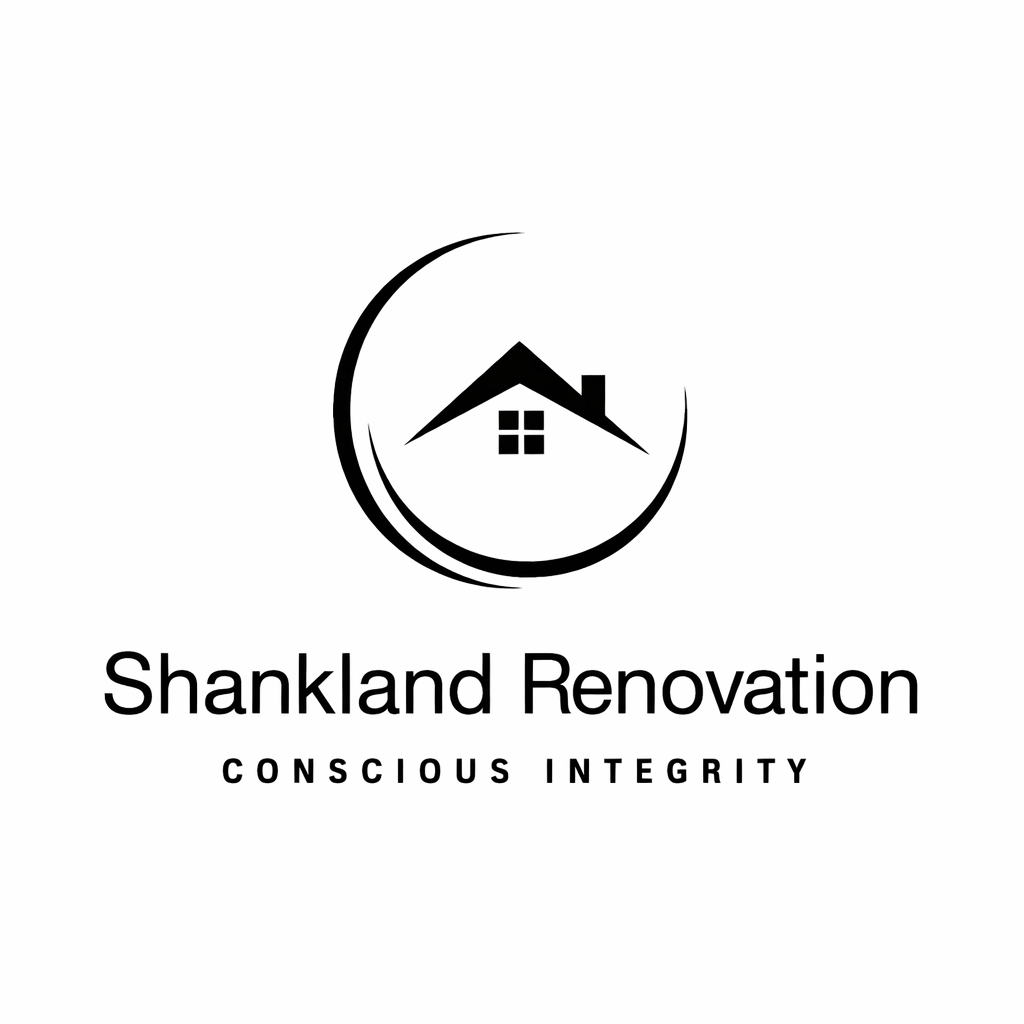 Logo of Shankland Renovation featuring a stylized house with a roof and windows, surrounded by a circular design, with the text 'Shankland Renovation' and the slogan 'Conscious Integrity'.