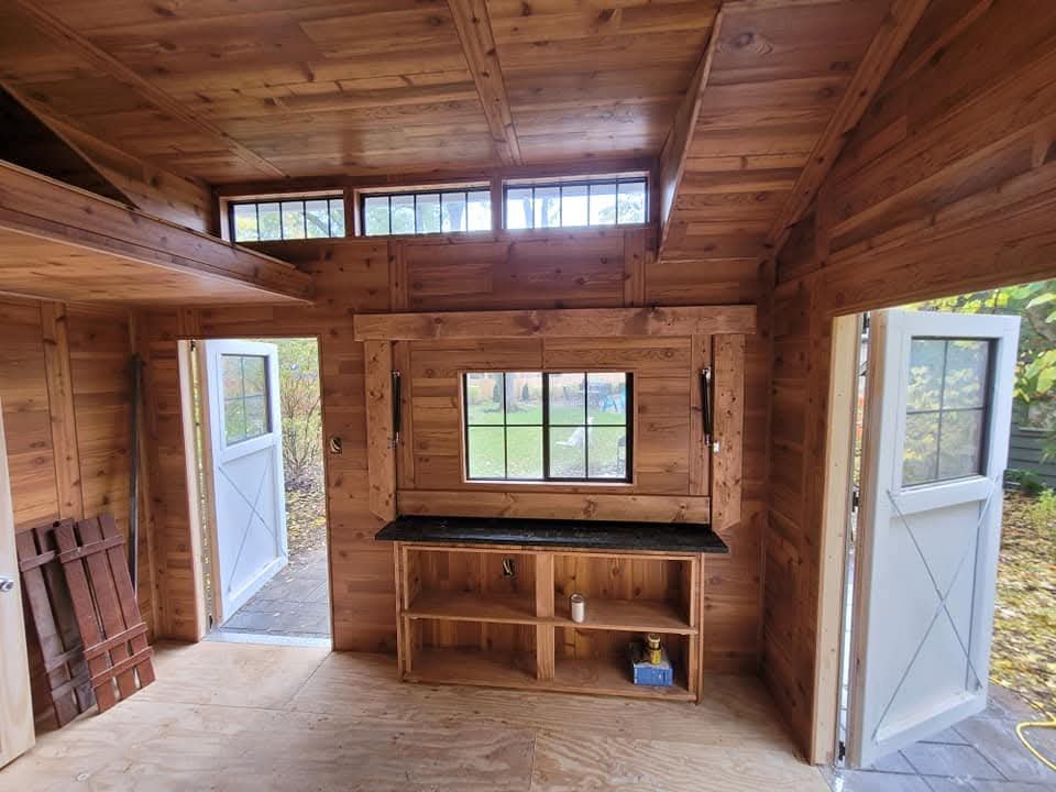 This project showcases a complete shed-to–patio bar conversion, turning a simple structure into a fully finished, custom outdoor entertainment space. The interior is wrapped in hand-selected cedar for a warm, inviting atmosphere, paired with upgraded