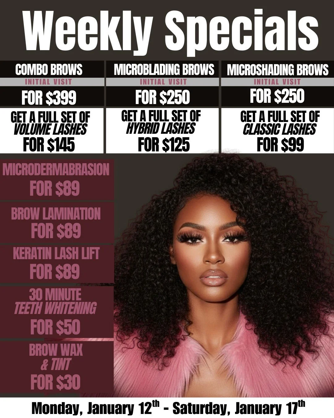 𝗪𝗲𝗲𝗸𝗹𝘆 𝘀𝗽𝗲𝗰𝗶𝗮𝗹𝘀 𝗮𝗿𝗲 𝗰𝗮𝗹𝗹𝗶𝗻𝗴 👀✨ 
𝗙𝗿𝗲𝘀𝗵 𝗯𝗿𝗼𝘄𝘀, 𝗳𝘂𝗹𝗹 𝗹𝗮𝘀𝗵𝗲𝘀, 𝗮𝗻𝗱 𝗴𝗹𝗼𝘄-𝘂𝗽 𝗽𝗿𝗶𝗰𝗲𝘀 𝘆𝗼𝘂 𝗱𝗼𝗻&rsquo;𝘁 𝘄𝗮𝗻𝘁 𝘁𝗼 𝗺𝗶𝘀𝘀. 

𝗧𝗵𝗲𝘀𝗲 𝗱𝗲𝗮𝗹𝘀 𝗮𝗿𝗲 𝗵𝗲𝗿𝗲 𝗳𝗼𝗿 𝗮 𝘀𝗵𝗼𝗿𝘁 𝘁𝗶?