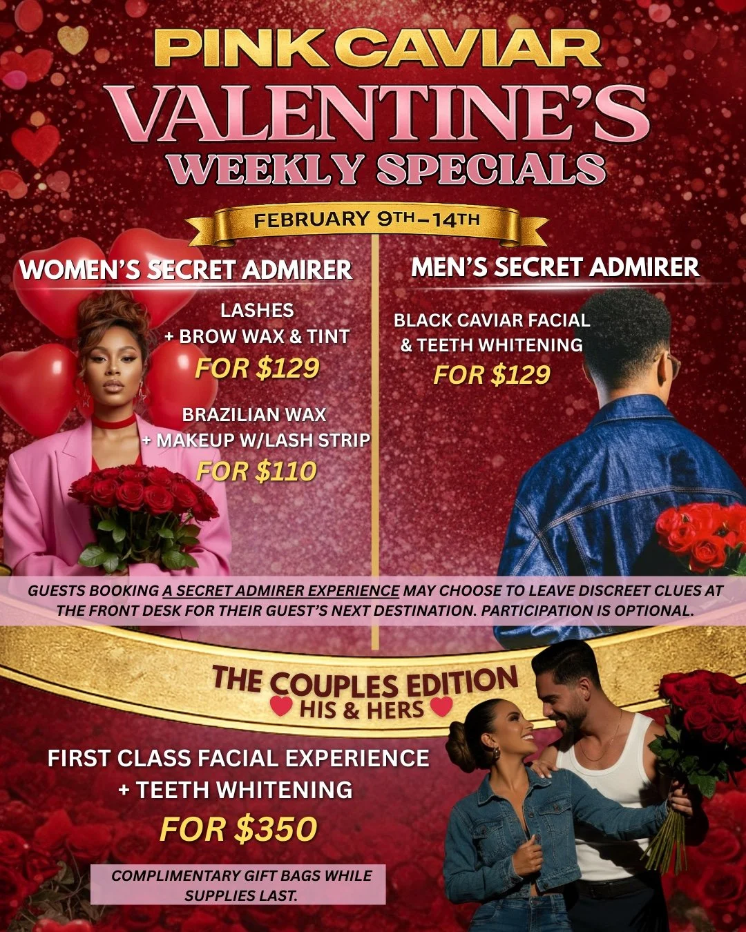 💌 𝗩𝗮𝗹𝗲𝗻𝘁𝗶𝗻𝗲&rsquo;𝘀 𝗪𝗲𝗲𝗸 𝗶𝘀 𝗮𝗹𝗺𝗼𝘀𝘁 𝗵𝗲𝗿𝗲&hellip; 𝗮𝗻𝗱 𝗣𝗶𝗻𝗸 𝗖𝗮𝘃𝗶𝗮𝗿 𝗶𝘀 𝗯𝗿𝗶𝗻𝗴𝗶𝗻𝗴 𝘁𝗵𝗲 𝘂𝗹𝘁𝗶𝗺𝗮𝘁𝗲 𝗦𝗲𝗰𝗿𝗲𝘁 𝗔𝗱𝗺𝗶𝗿𝗲𝗿 𝗲𝘅𝗽𝗲𝗿𝗶𝗲𝗻𝗰𝗲.

✨ For Her: Lashes + Brow Wax &amp; Tint or Brazil