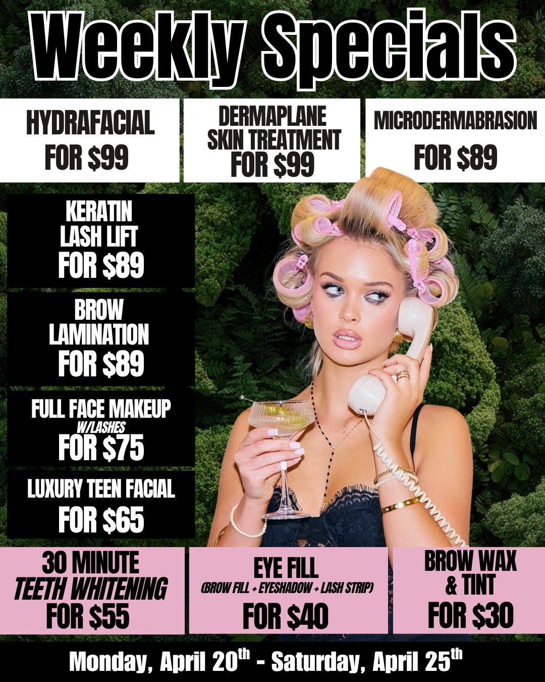 This week only&hellip; your self-care just got a lot easier 😍💕

We&rsquo;re running exclusive specials all week long and the prices are too good to miss:

✨ Facials starting at $65
✨ Makeup starting at $40
✨ Lashes, brows, and more ALL on special

