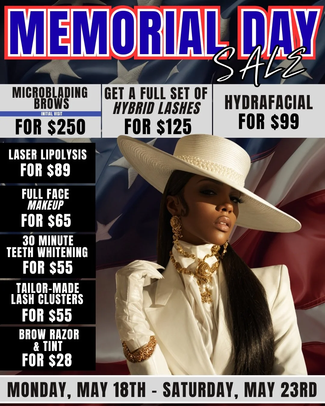 🇺🇸✨ OUR MEMORIAL DAY SALE JUST DROPPED ✨🇺🇸

Caviar Cuties, this is your sign to finally book that self-care appointment 👀💋
From flawless lashes to luxury facials, sculpting, brows, and makeup&hellip; we&rsquo;re bringing the affordable luxury e