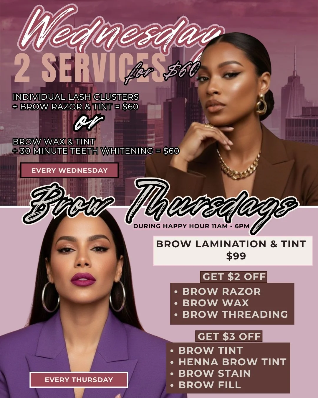 💖 Midweek beauty appointments just hit different 😍

Wednesday + Thursday specials are officially LIVE ✨
Perfect excuse to freshen up those brows, lashes &amp; that smile 👀

📍McDonough, GA
📲 Book your experience now at PinkCaviarSpa.com

#PinkCav
