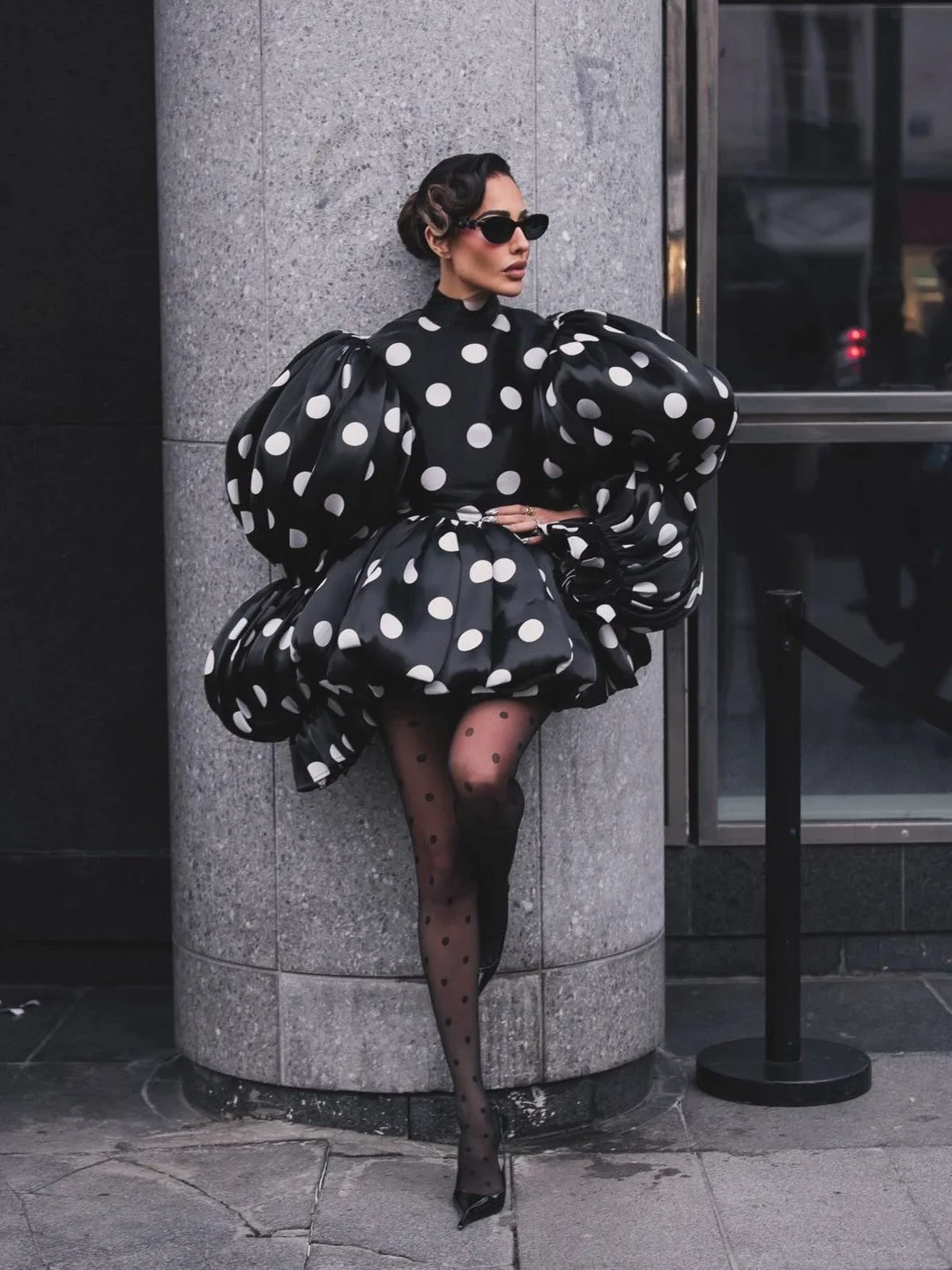 Serving vintage glam with a &ldquo;don&rsquo;t touch me unless it&rsquo;s designer&rdquo; attitude 🖤⚪✨

#FashionAesthetic #StreetStyle #LuxuryFashion #PolkaDots #EditorialStyle #HighFashion #StyleInspo #ChicStyle #FashionMood #SoftLuxury #DesignerVi