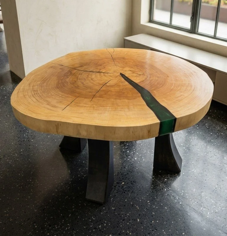 30 inch Sycamore coffee table with epoxy