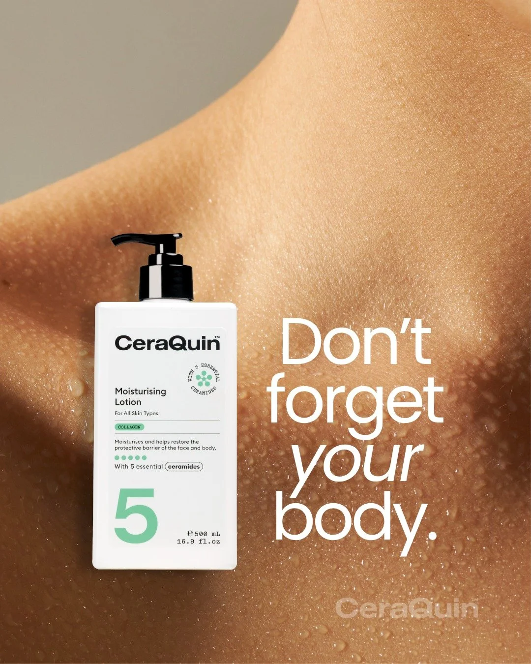 Your skin needs hydration everywhere 💦 

CeraQuin&rsquo;s Moisturising Lotion is enriched with 5 essential ceramides + collagen to help attract and retain moisture throughout the day.

This lightweight, oil-free formula is gentle on sensitive skin a