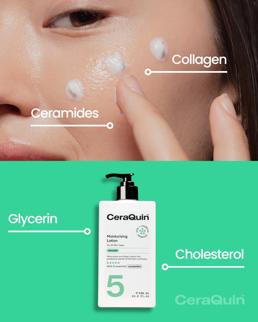 🫧 For all skin types, our Collagen Moisturising Lotion is packed with ingredients to help support a healthy skin barrier!

Collagen: Helps keep your skin looking plump, smooth, and bouncy.
Ceramides: Your skin barrier&rsquo;s BFF &mdash; helps lock 