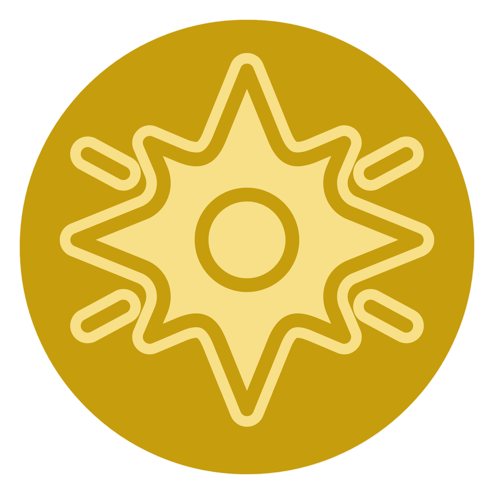 A gold circular icon with a lighter gold star in the center.