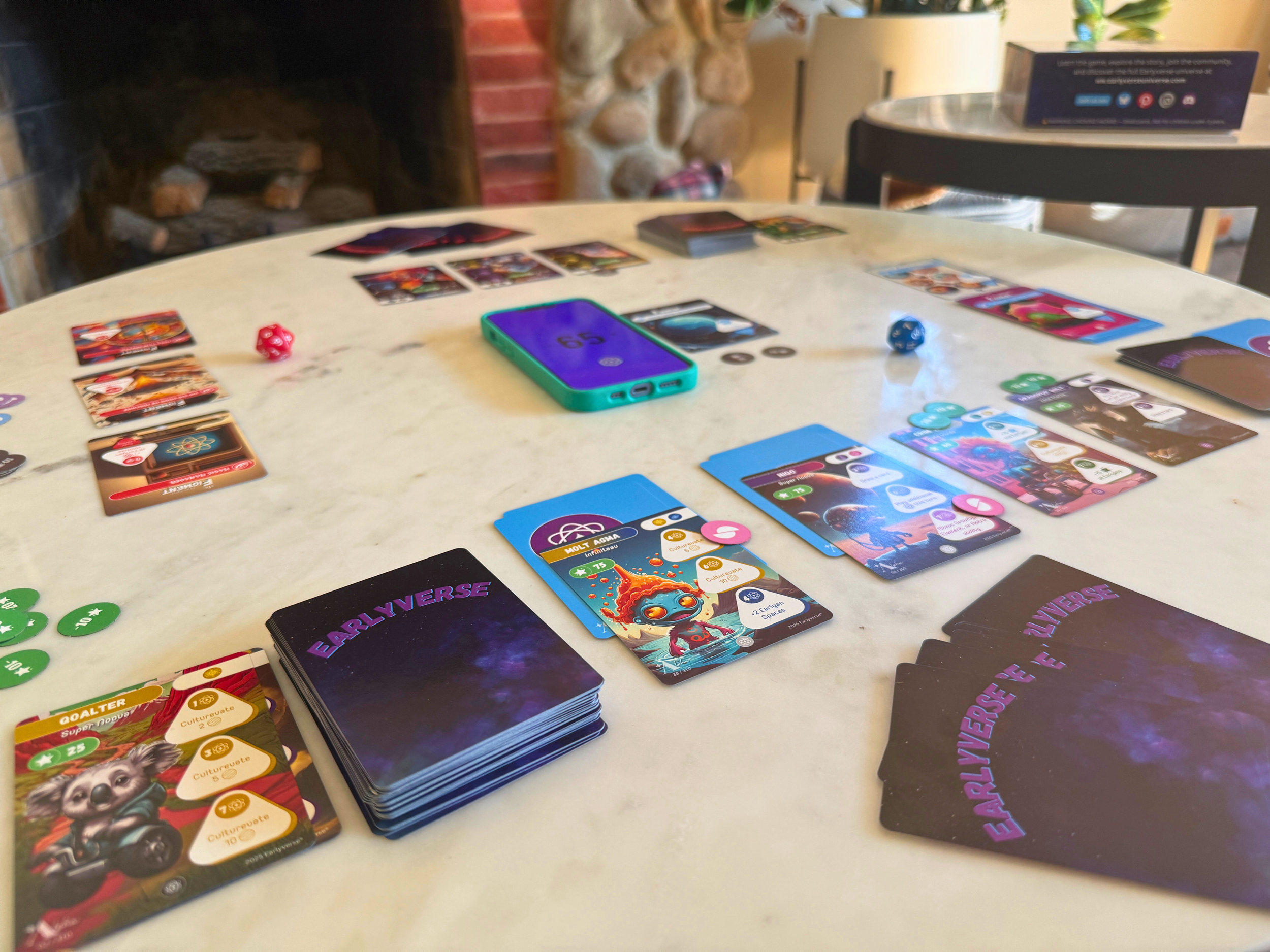 Earlyverse being played on a living room table.