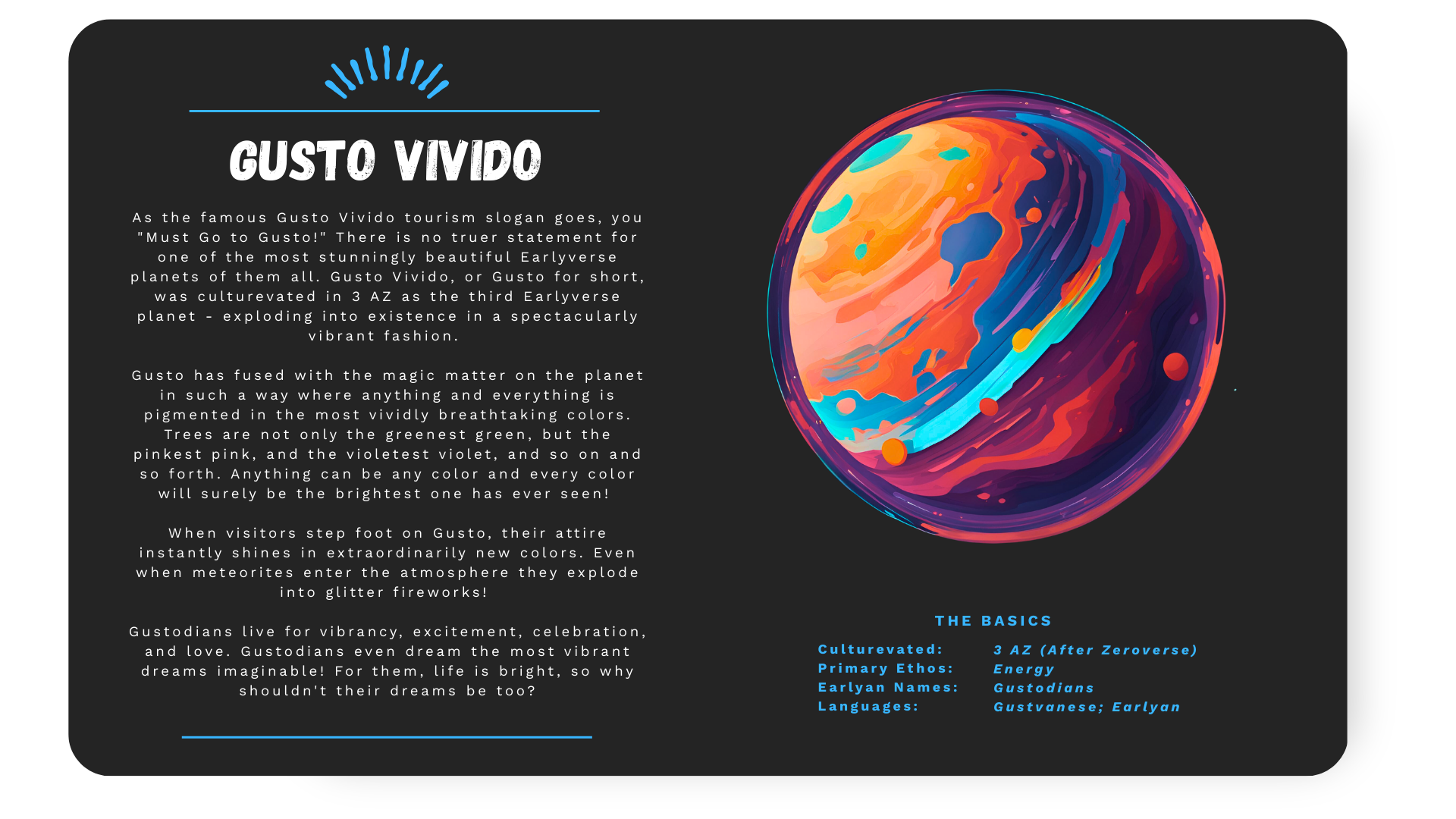 Gusto Vivido Information Card 1