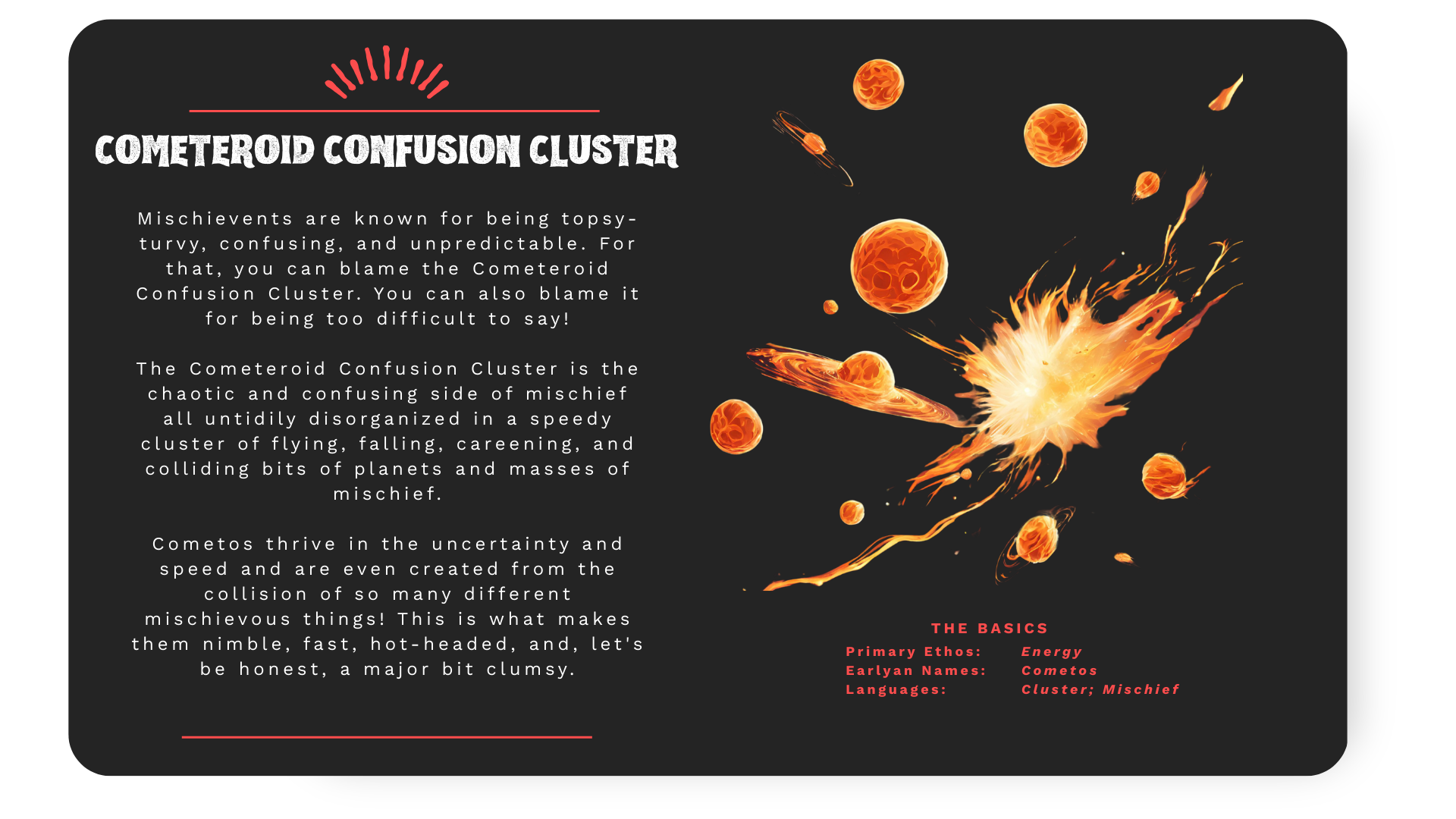 Cometeroid Confusion Cluster Information Card 1