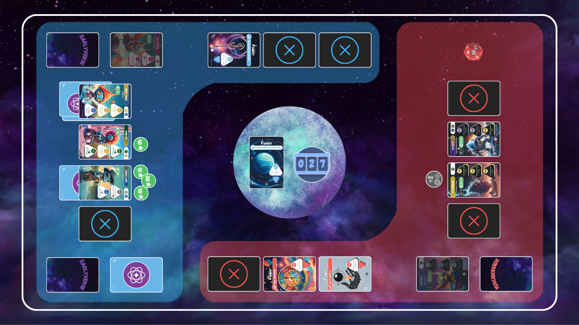 A game board of an Earlyverse game in progress.