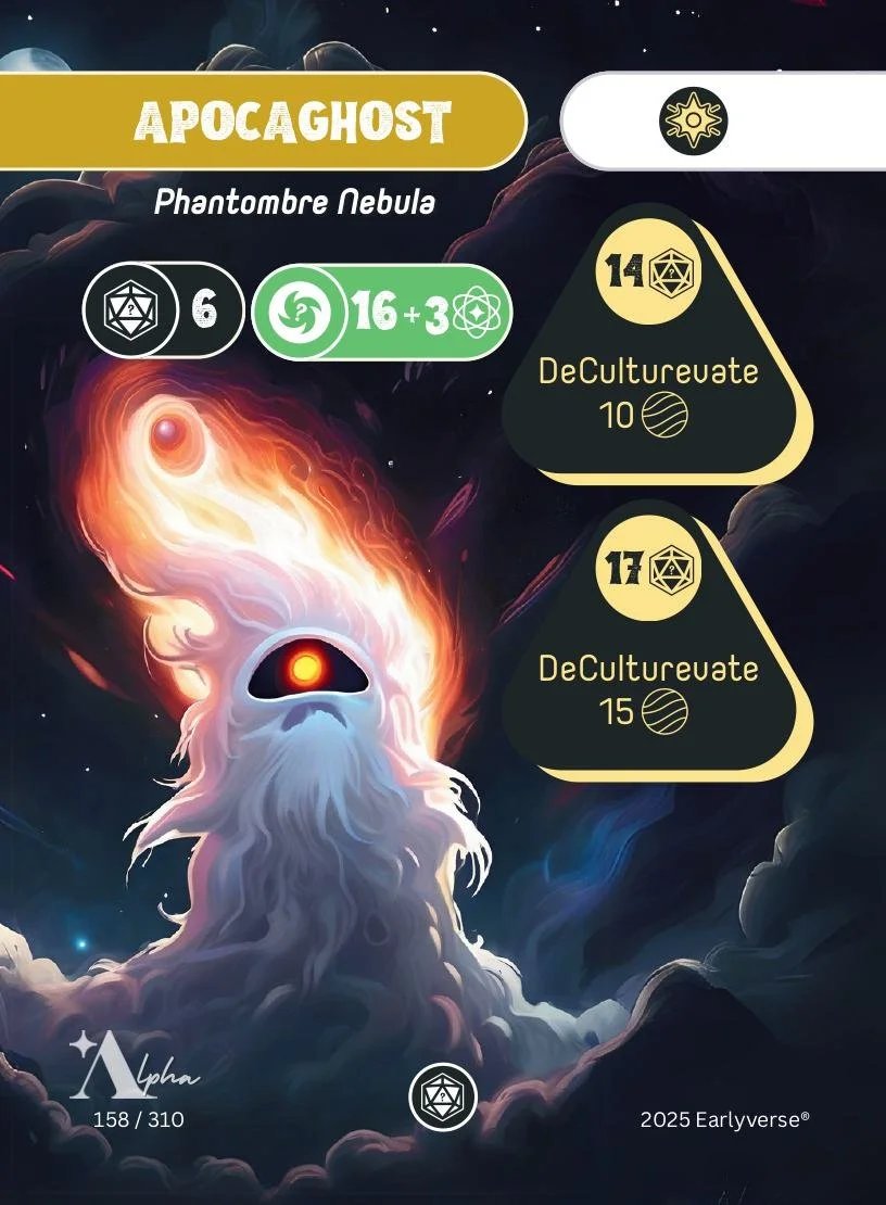 An Earlyverse Alpha card named Apocaghost.