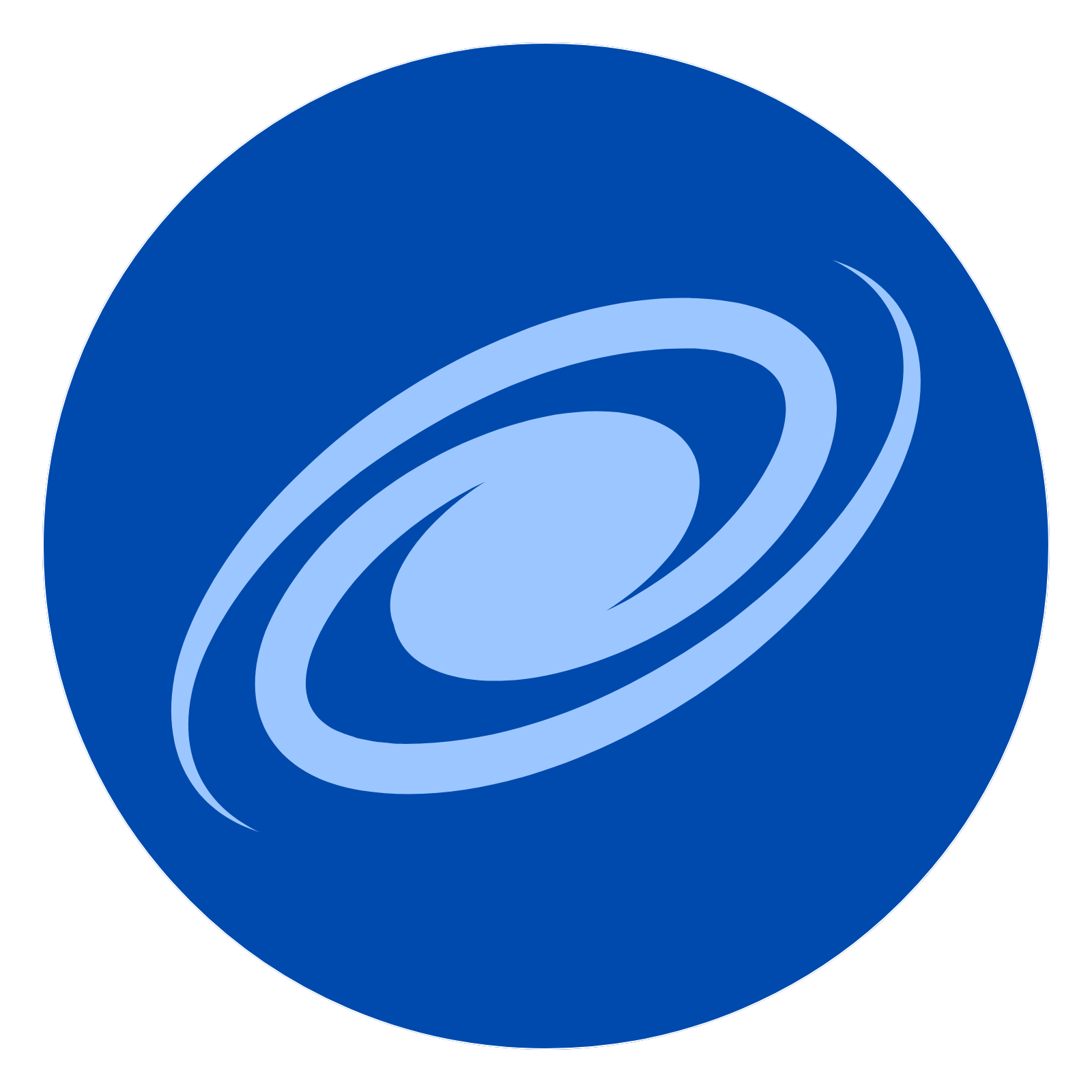 A blue circular icon with a lighter blue lightning galaxy swirl in the center.