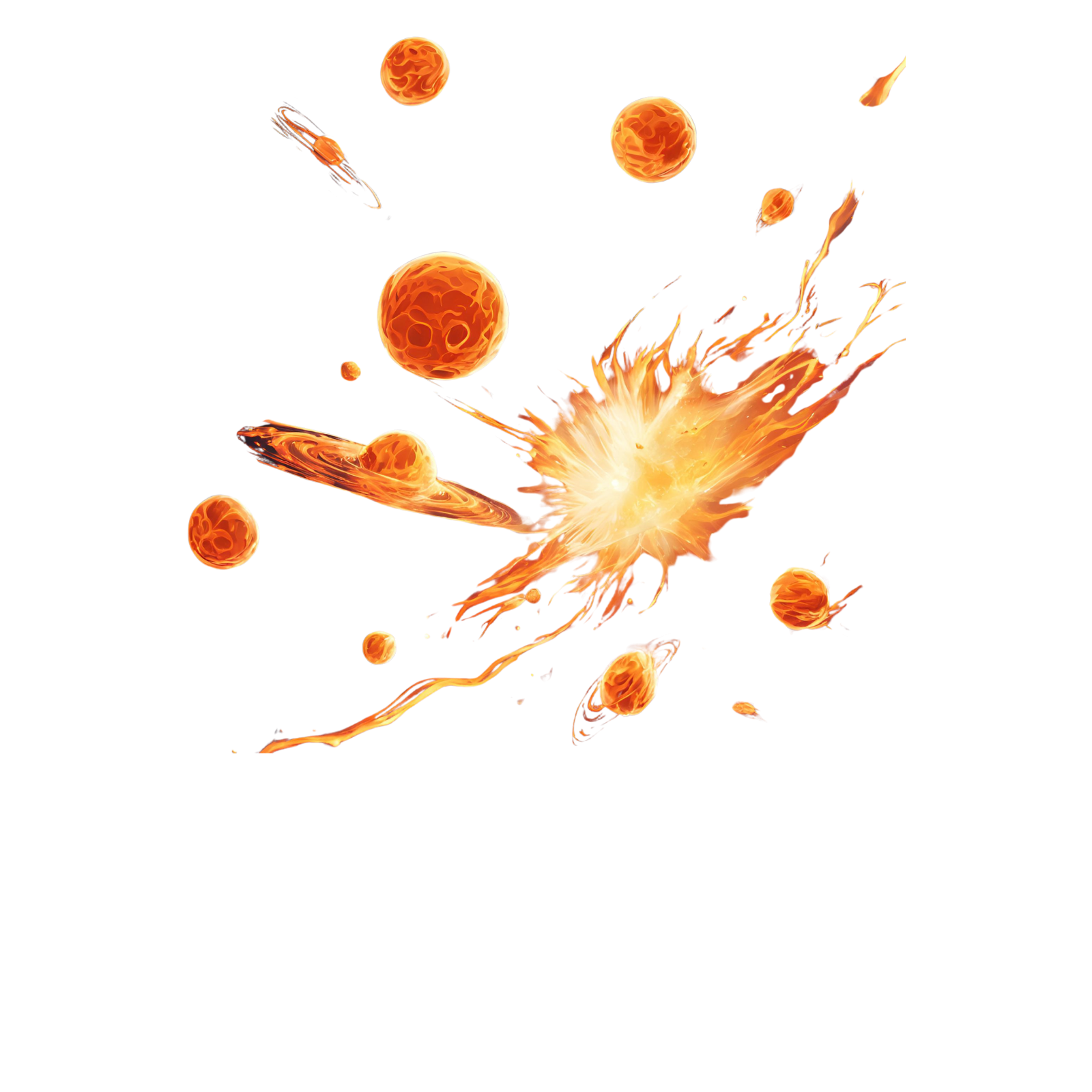 Mischieverse origin Cometeroid Confusion Cluster. A fiery cluster of comets. Cometeroid Confusion Cluster in text below it.