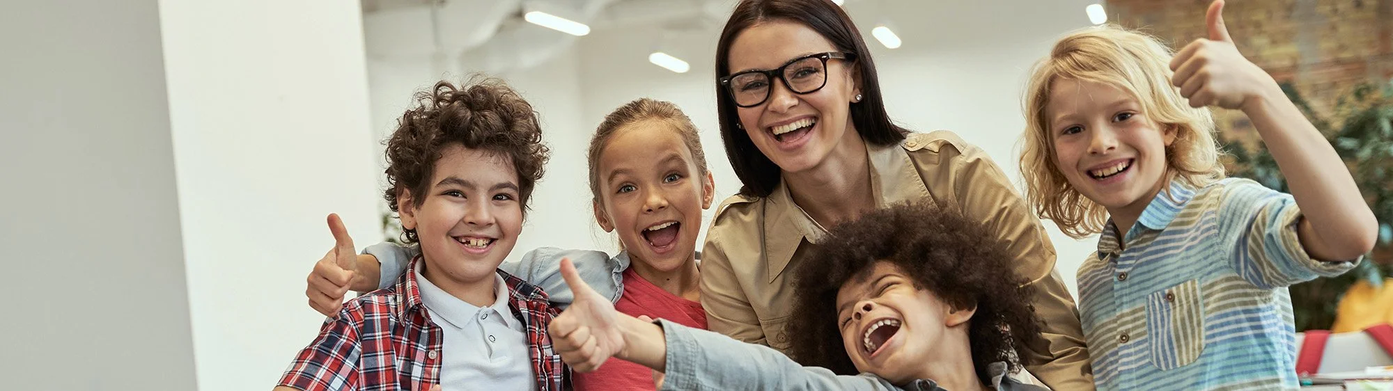 Teacher with students