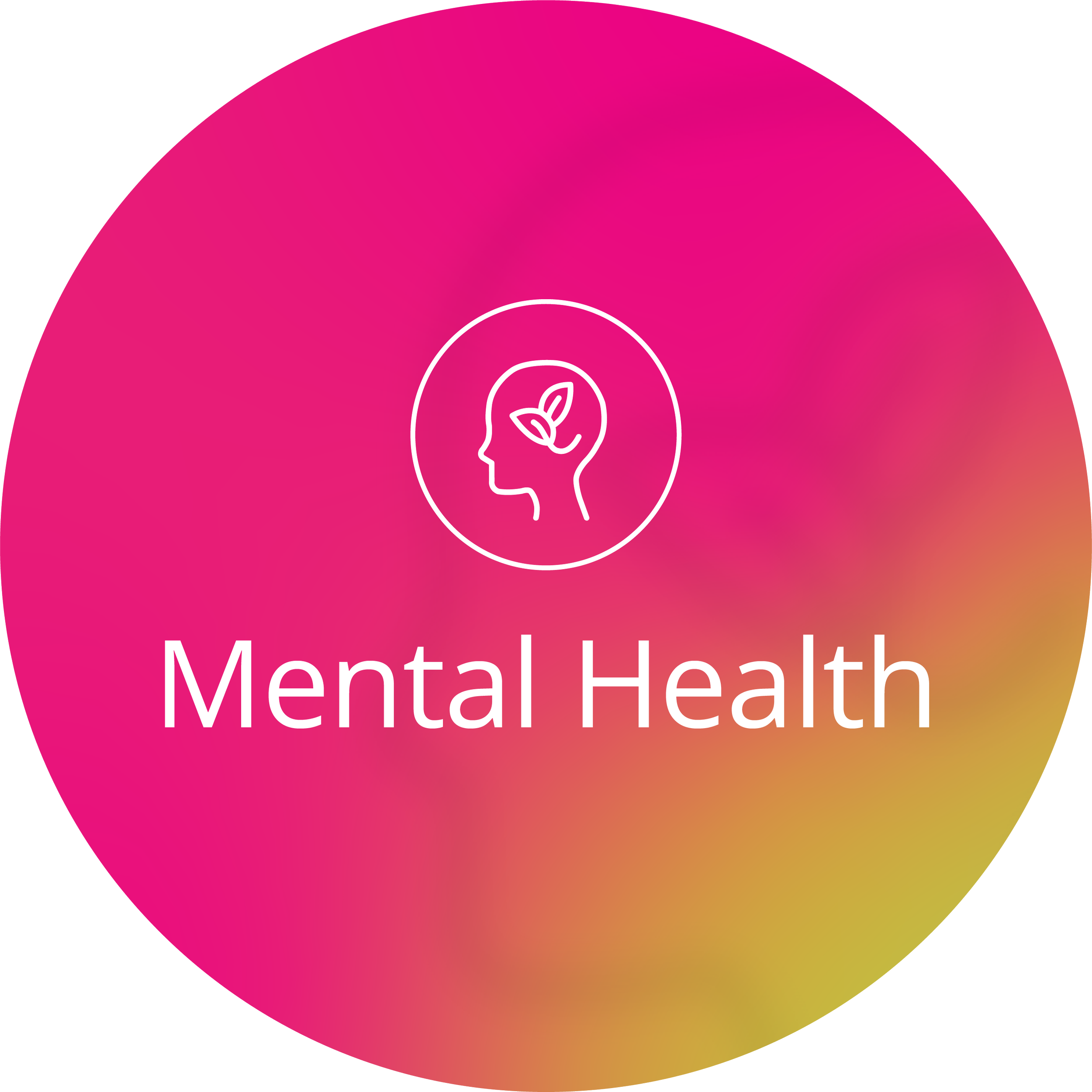 Mental Health - gradient circle with icon and the words 'Mental Health' in white text