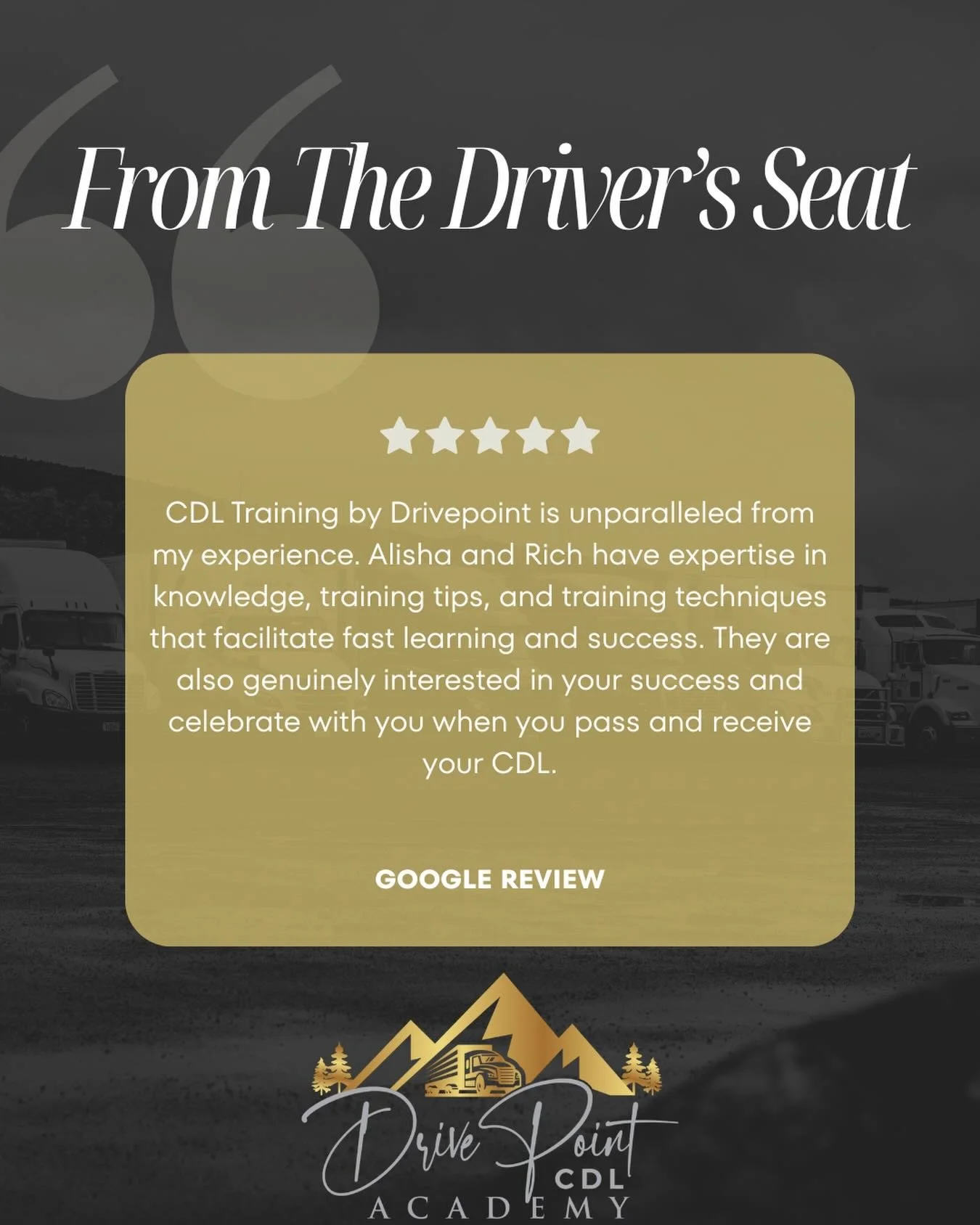 Another happy graduate from DrivePoint CDL Academy! ⭐️⭐️⭐️⭐️⭐️