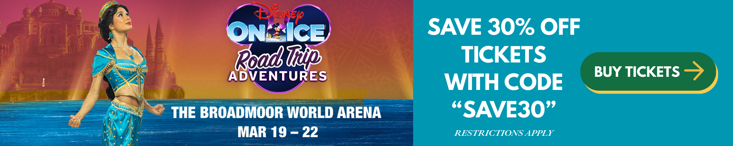DISNEY ON ICE PROMO HEADER WITH COUPON CODE SAVE30