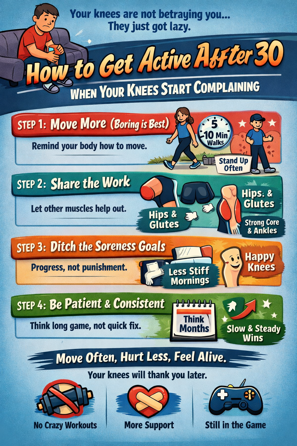 How to Get Active Again After 30 When Your Knees Start Complaining