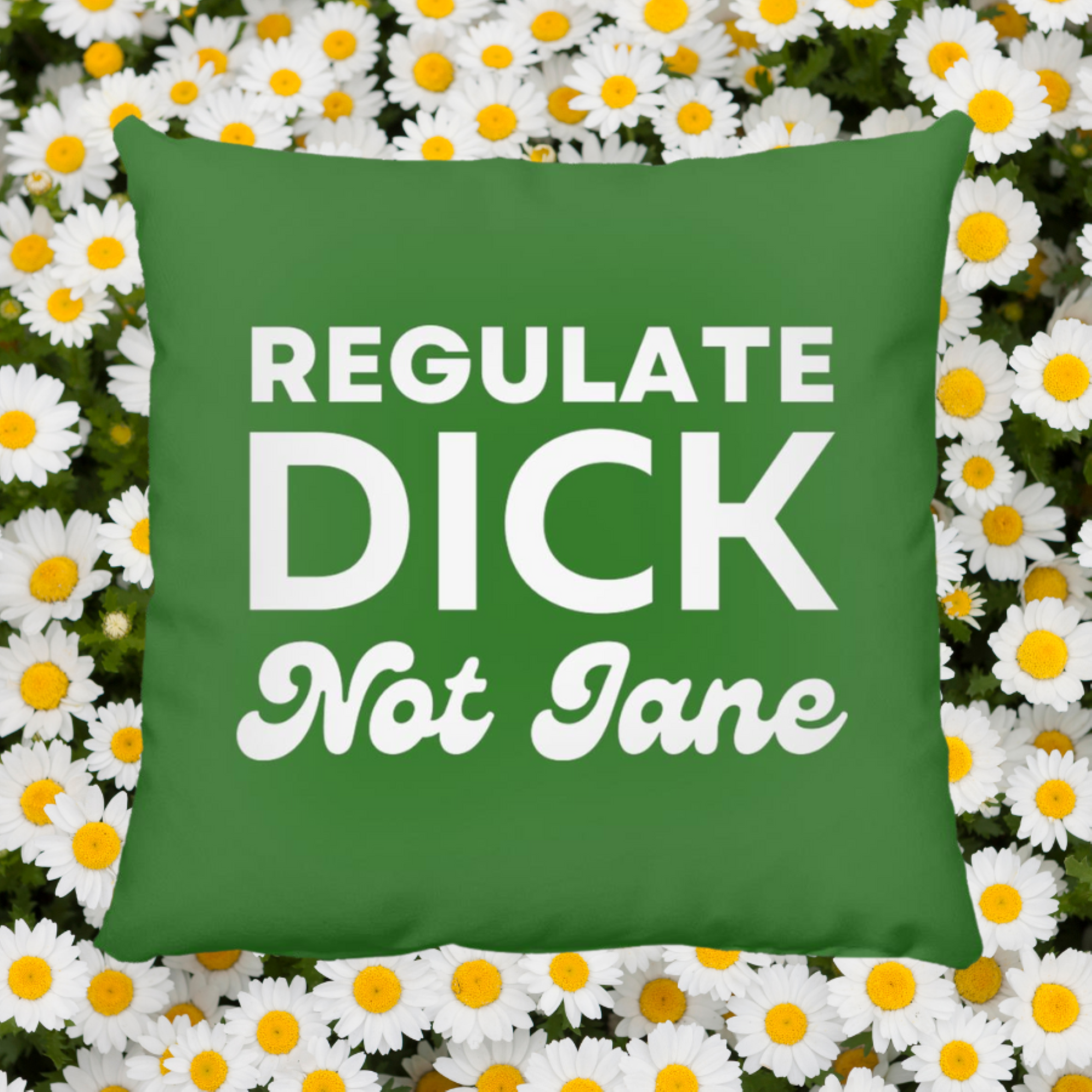 Regulate Dick Not Jane Throw Pillow Green.png