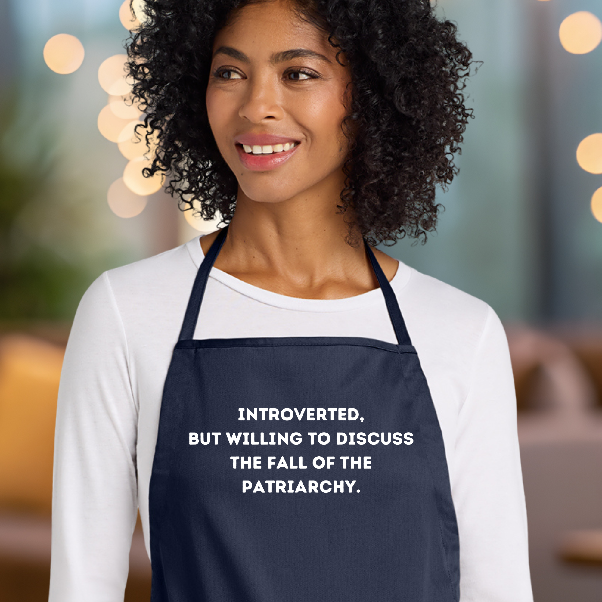 Introverted, but willing to discuss the fall of the patriarchy. Apron In Navy.png