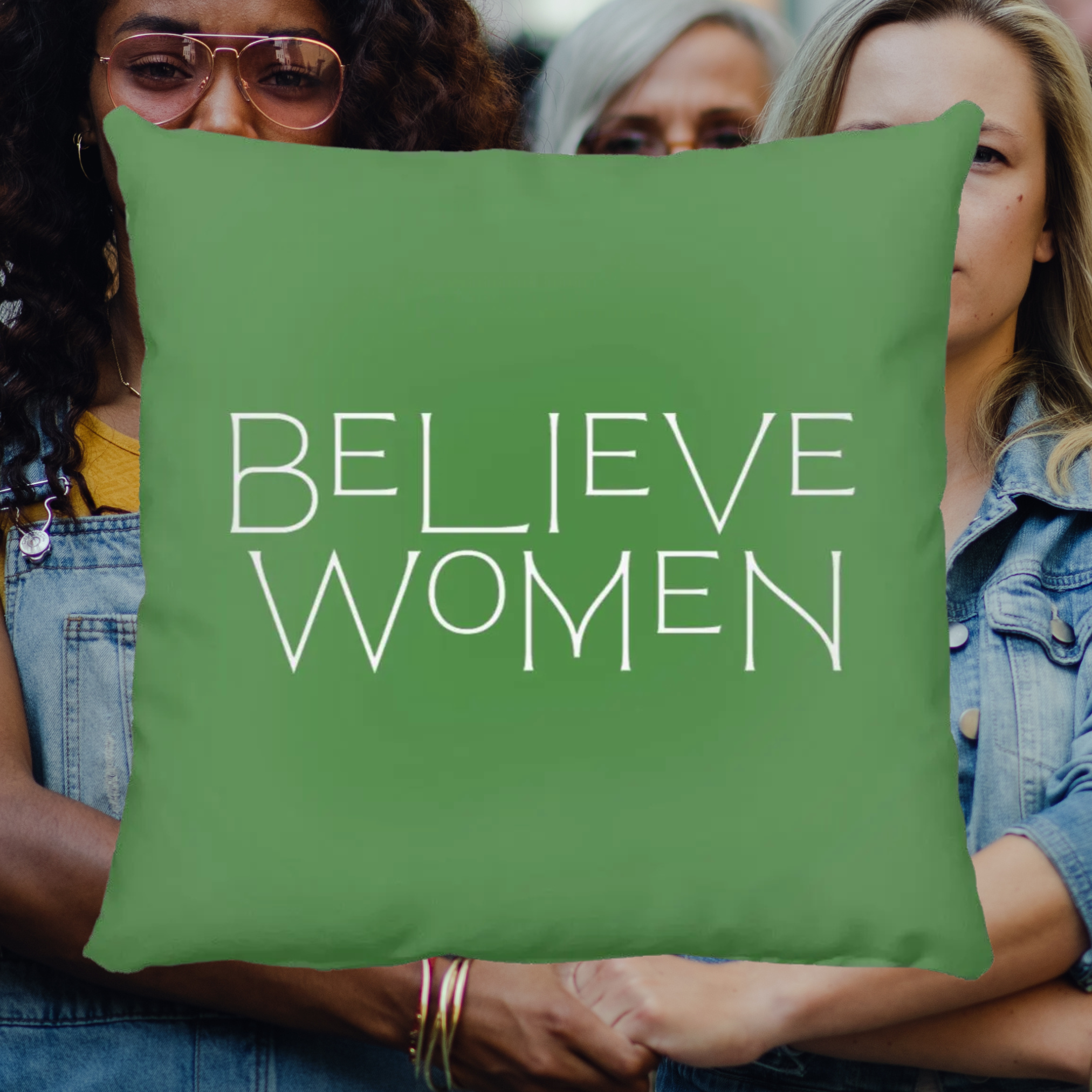 Believe Women Throw Pillow in Kelly Green.png