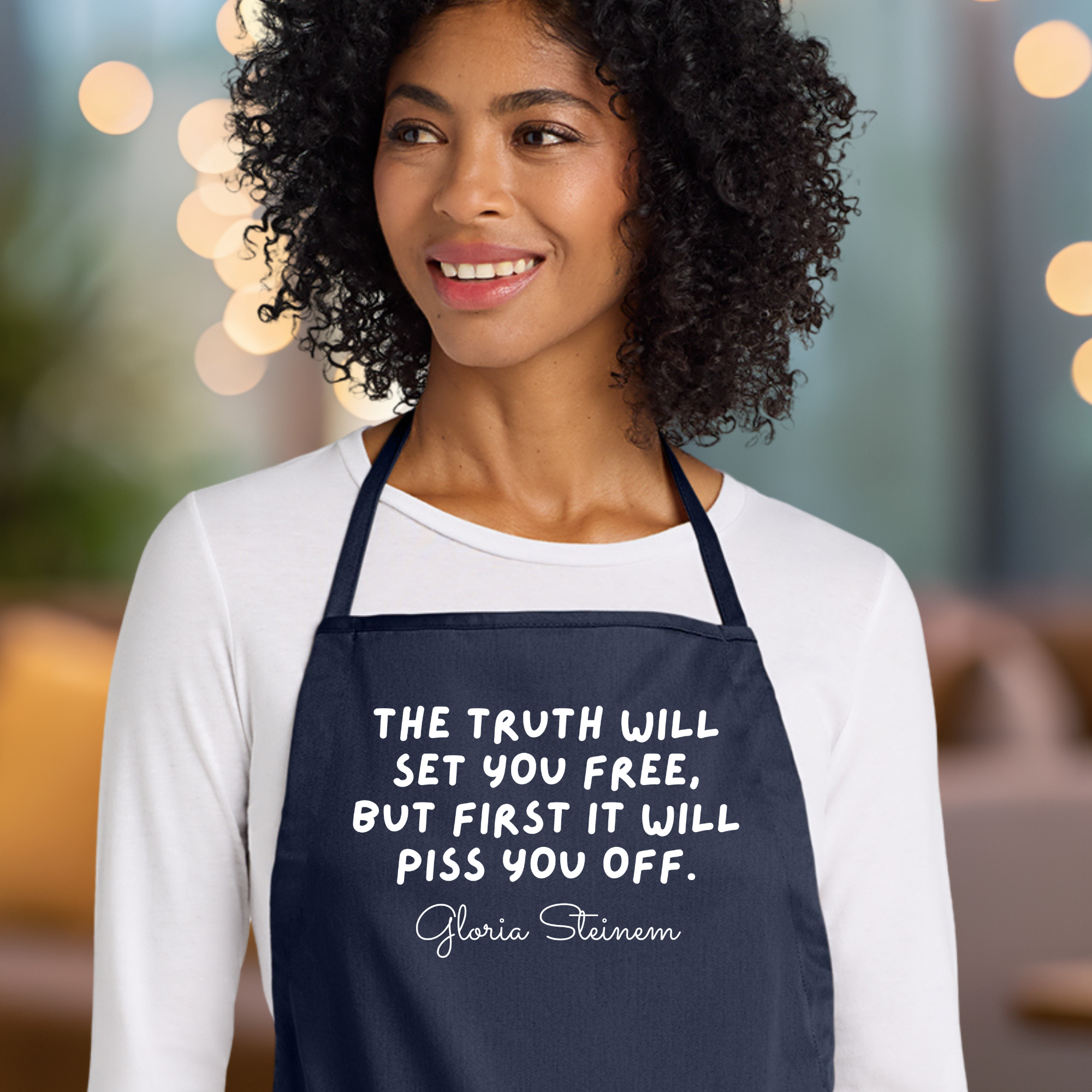 Gloria Steinem Quote Apron in Navy.png