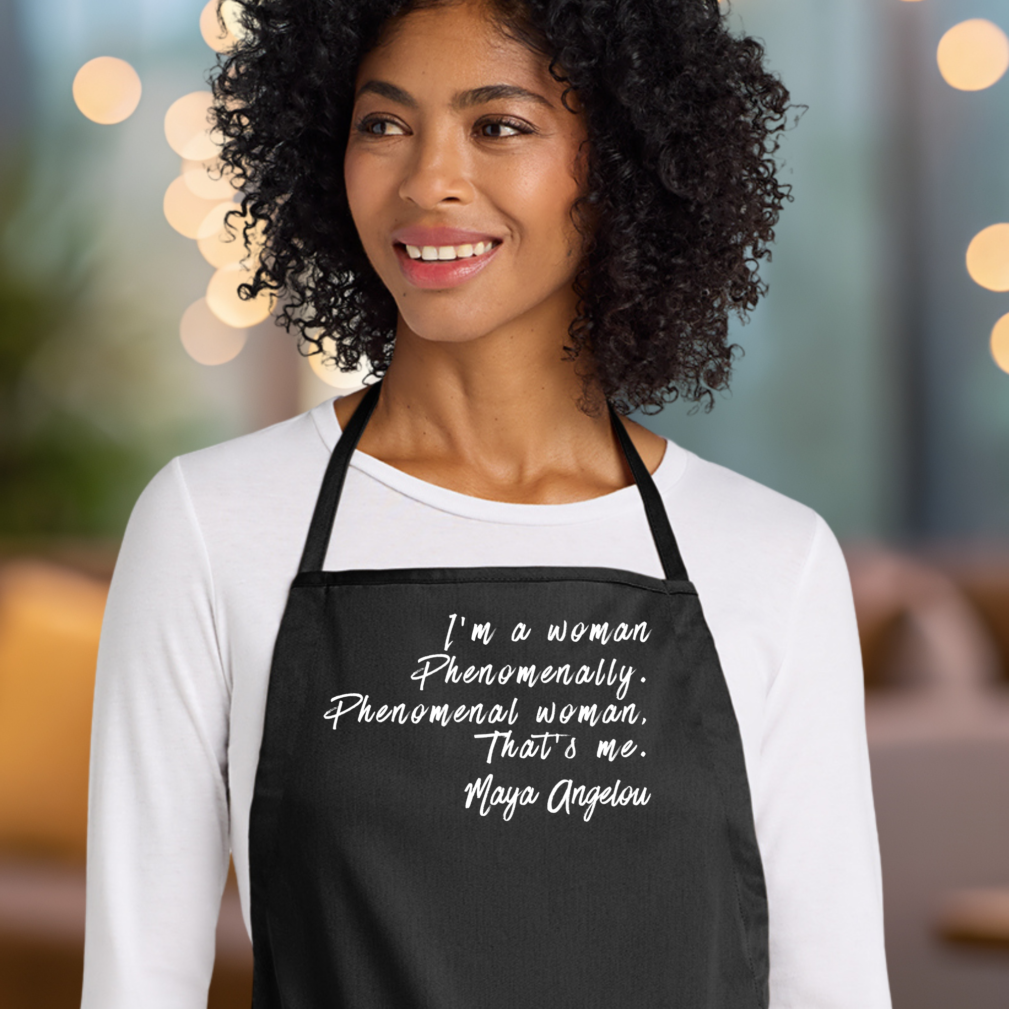 Phenomenal Woman Maya Apron In Black.png