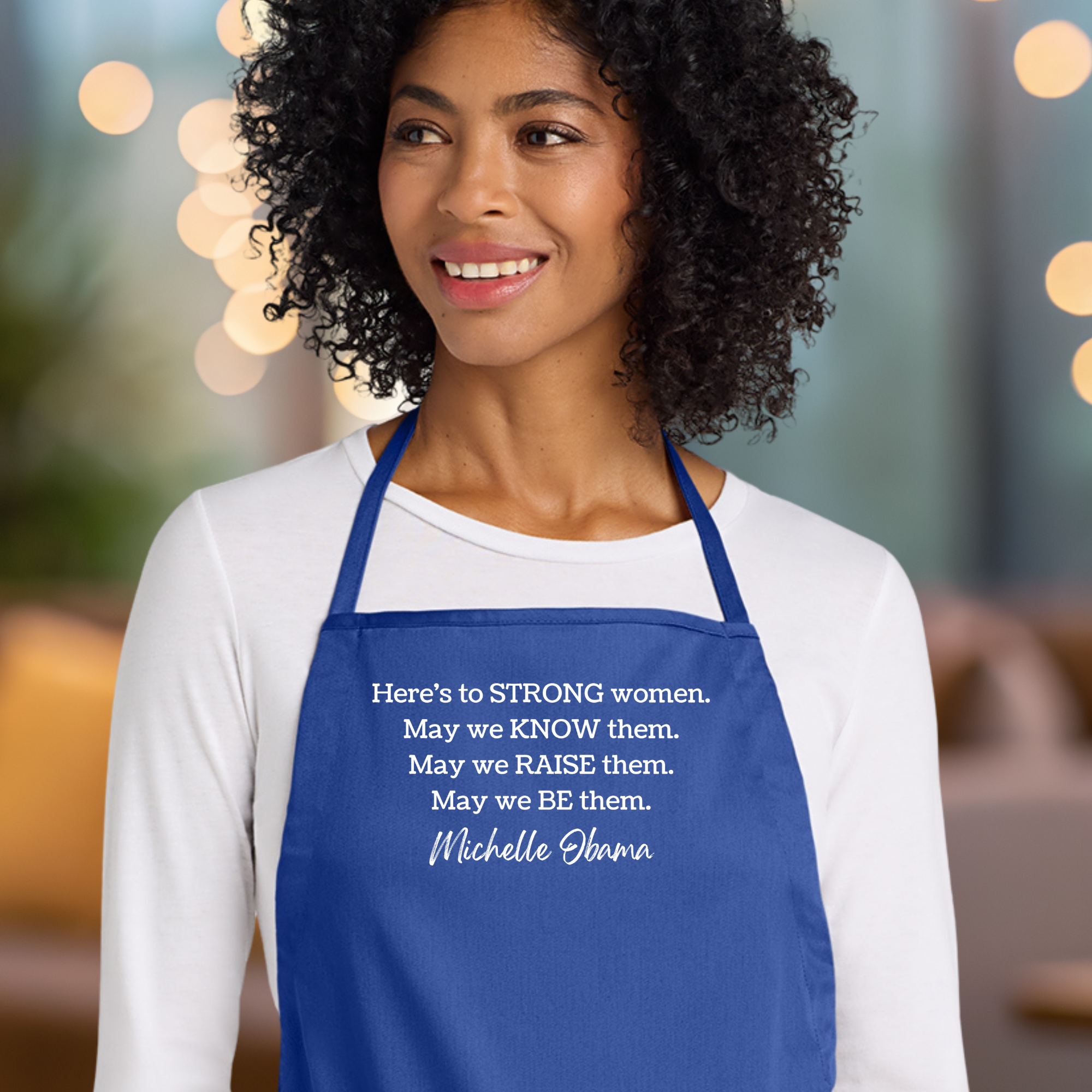 Michelle Obama Quote Apron In Blue.png