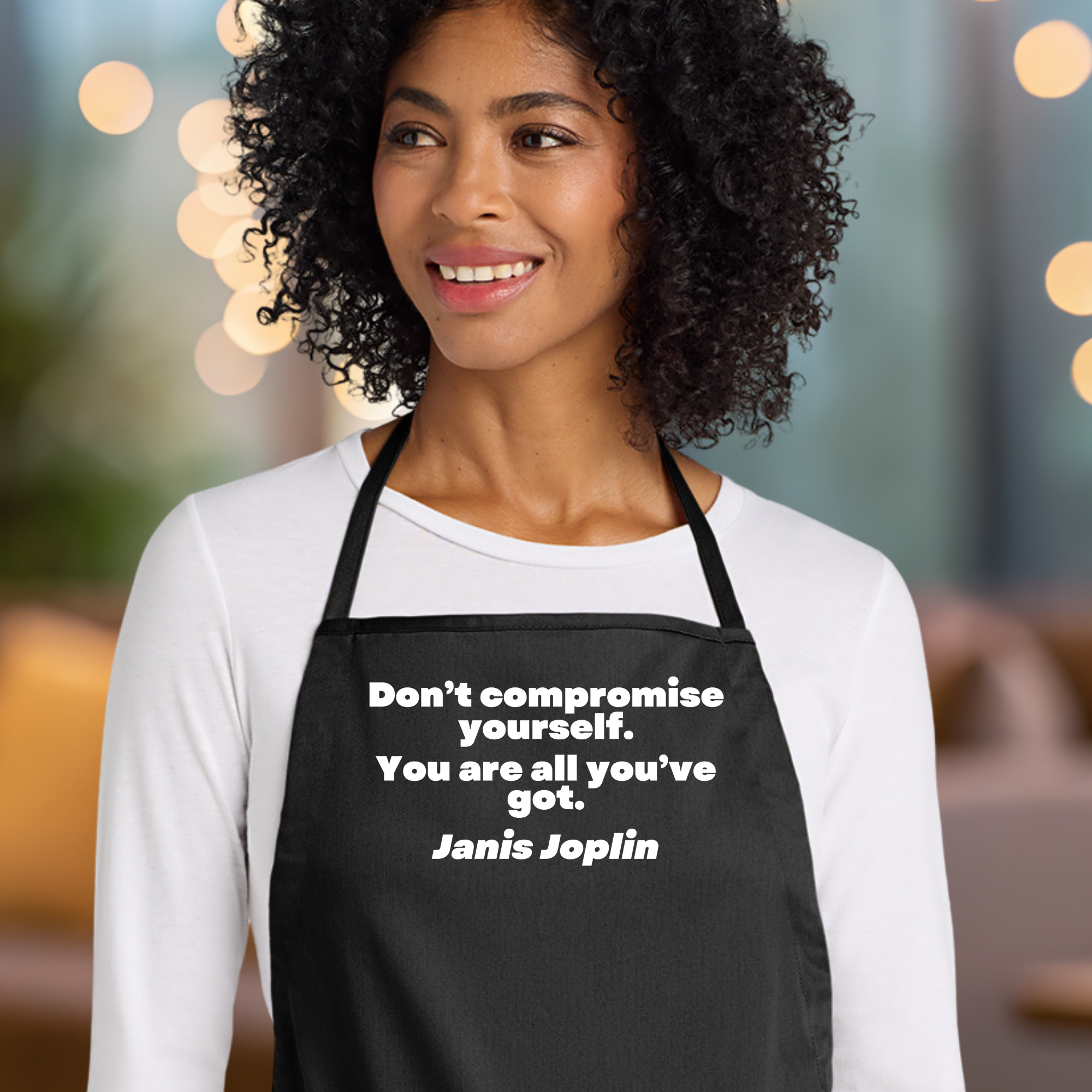 Janis Joplin Quote Apron In Black.png