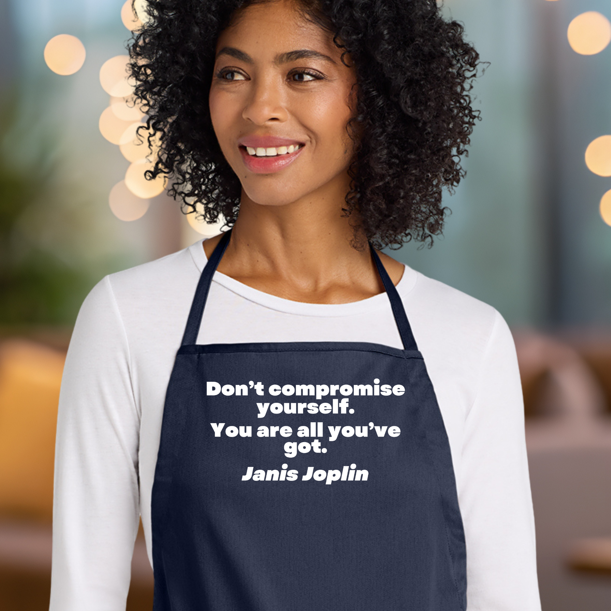 Janis Joplin Quote Apron In Navy.png