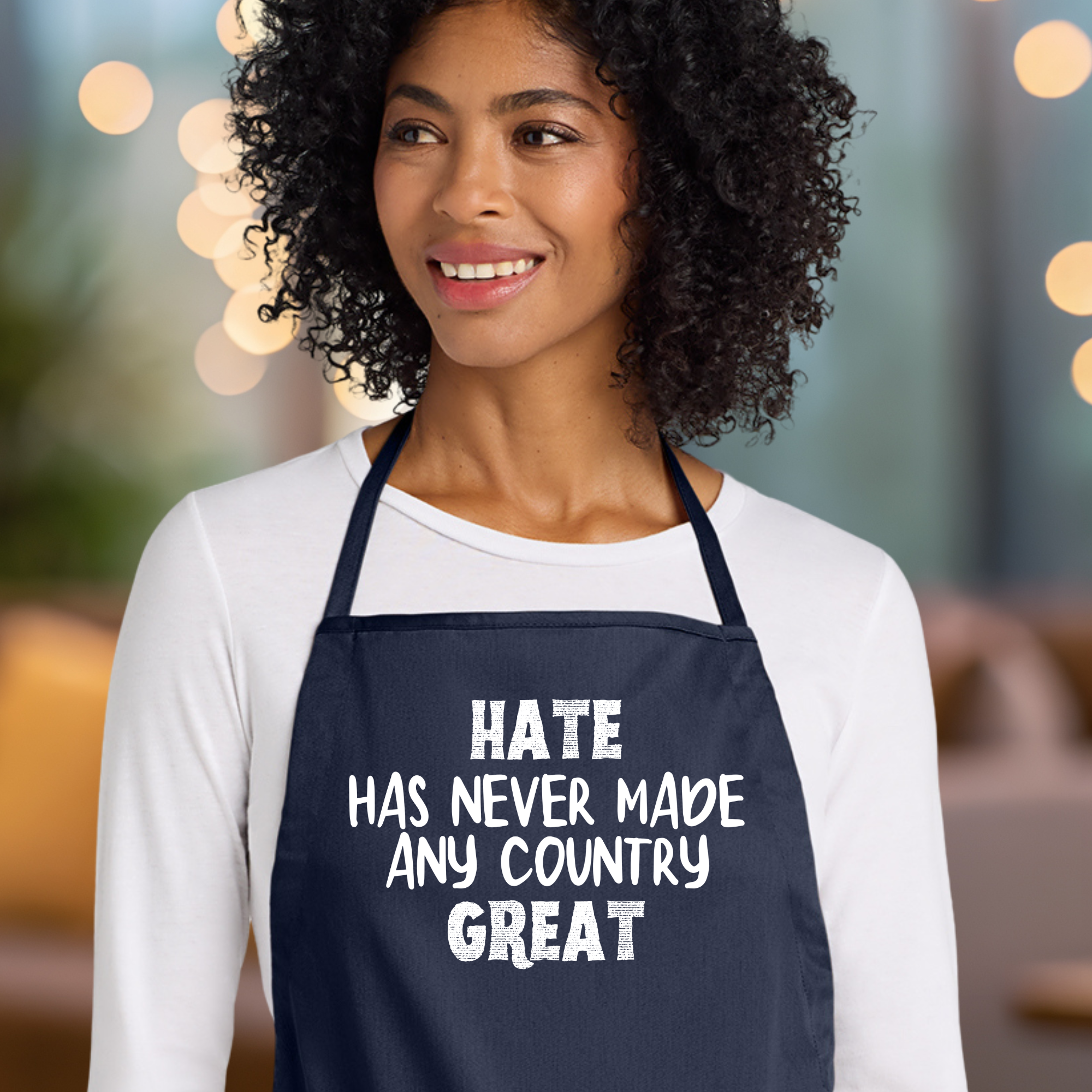 Hate Has Never Made any Country Great Apron in Navy.png